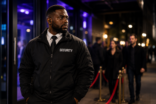 Representative image of a security worker outside a venue