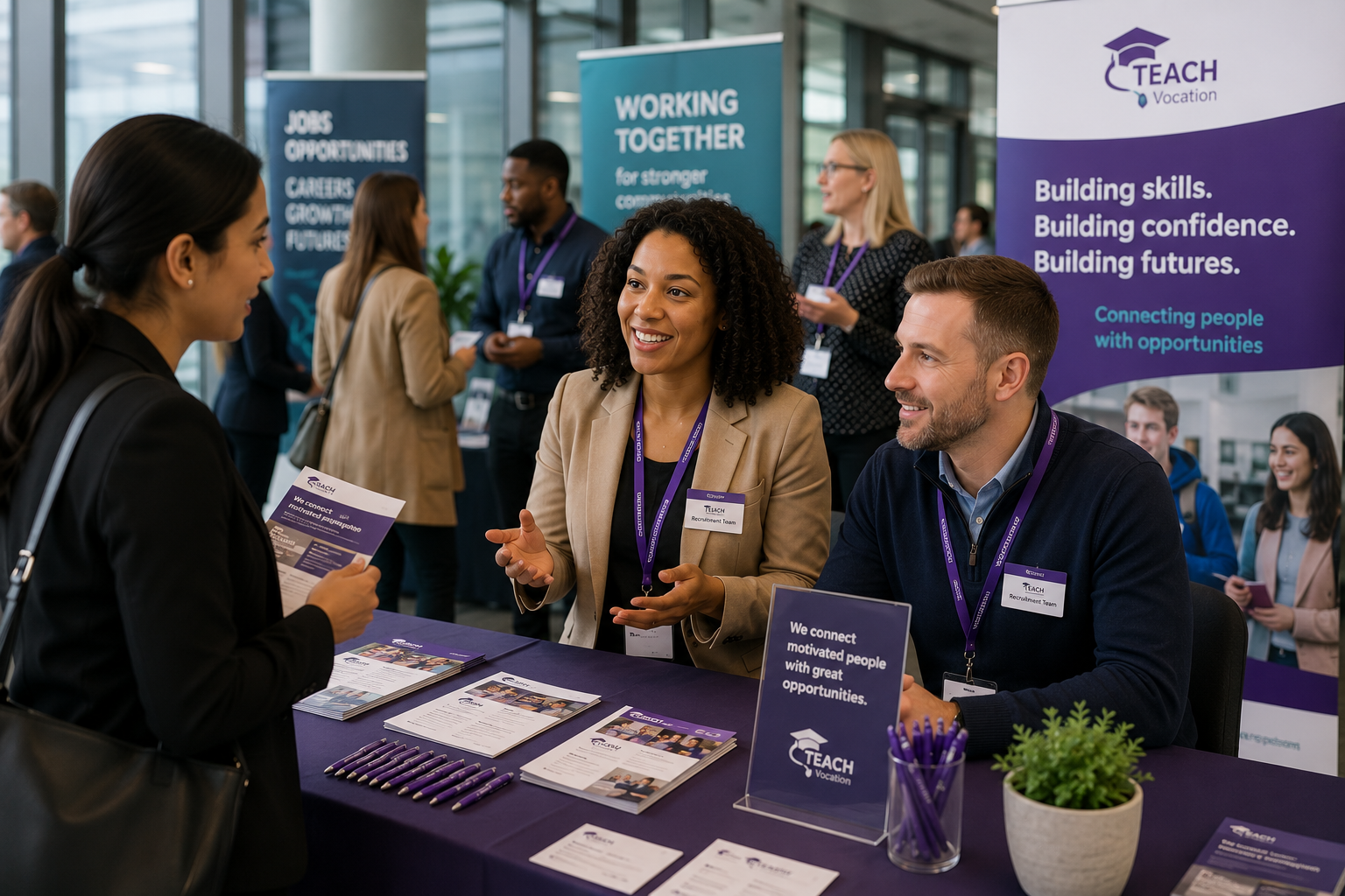 Employer recruitment event with candidates