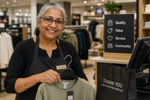Retail learner working in a shop setting