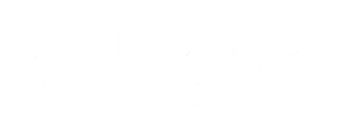 Text on a black background that reads, "can I be honest with myself?" in white handwritten font.