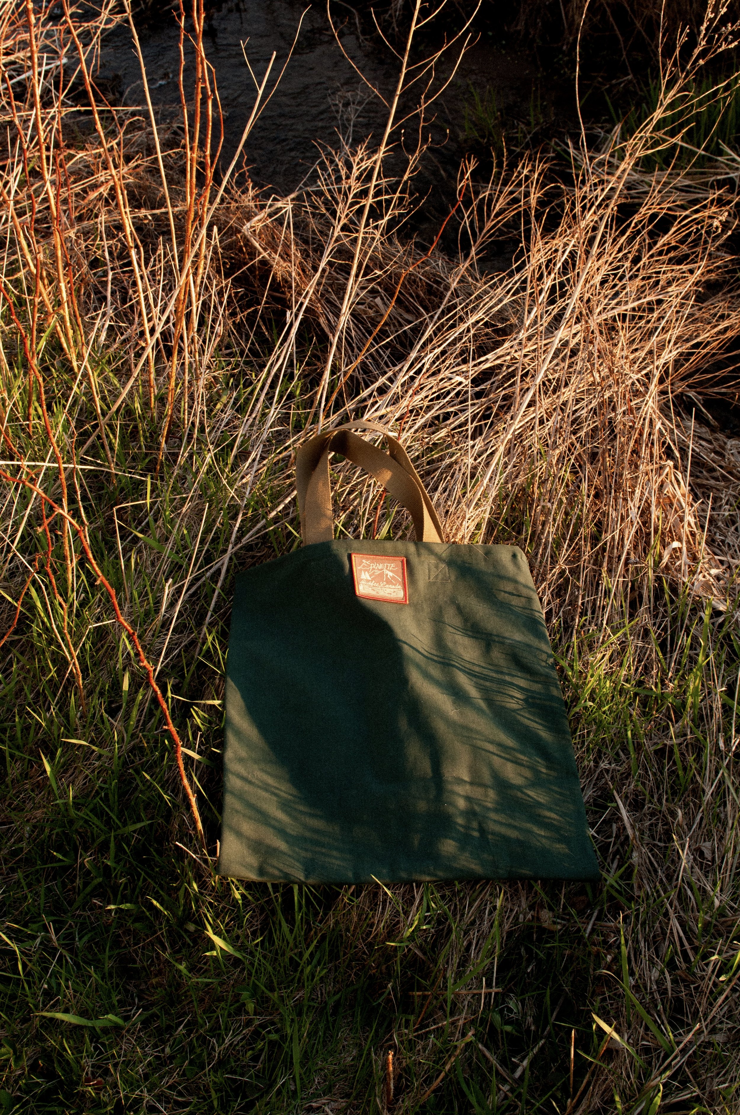 sac tote vert forêt fait main quebec canadien local.jpeg