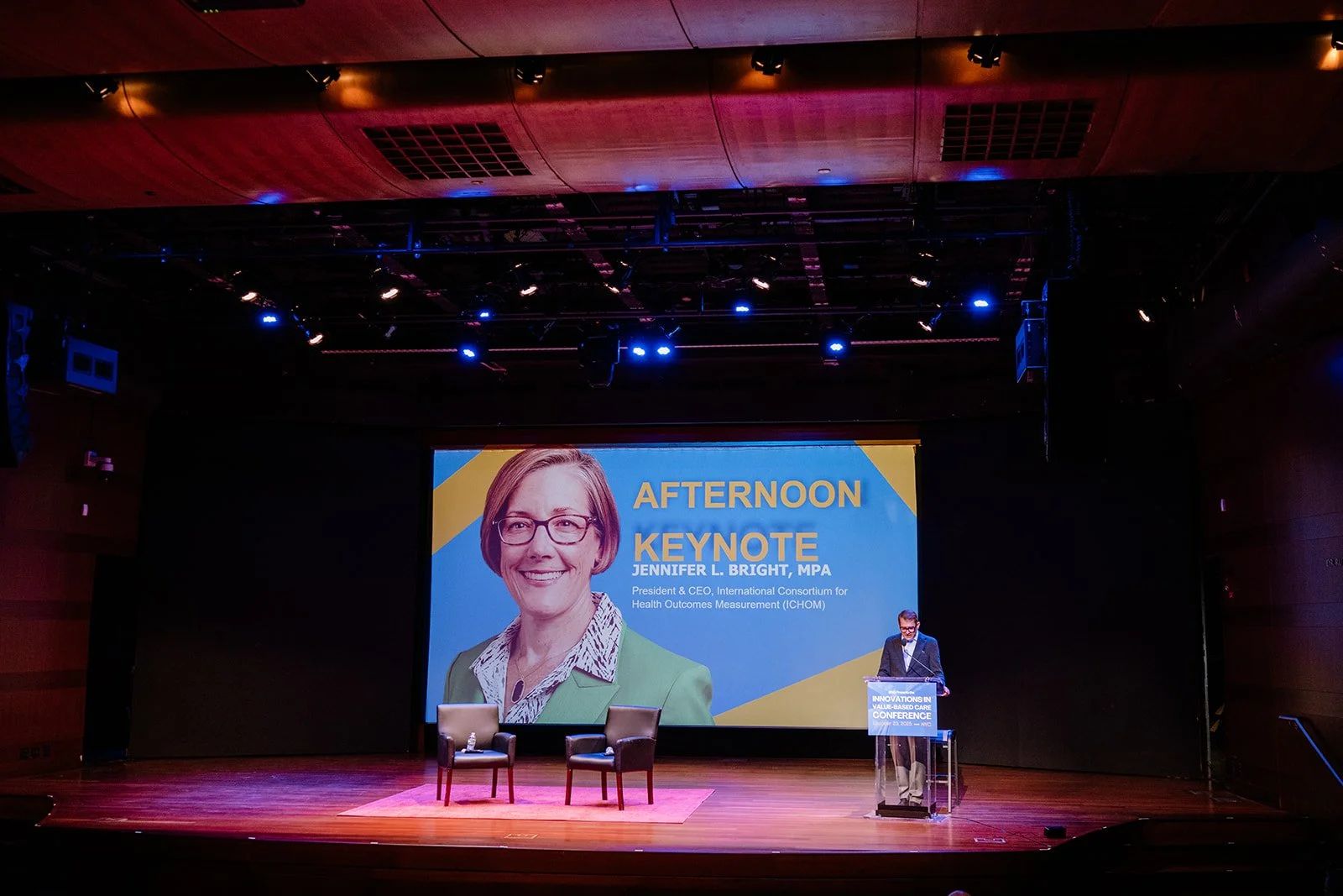  Jennifer Bright,  President &amp; CEO of International Consortium for Health Outcomes Measurement, presents at the 2026 IVBC Conference hosted by HSG.  
