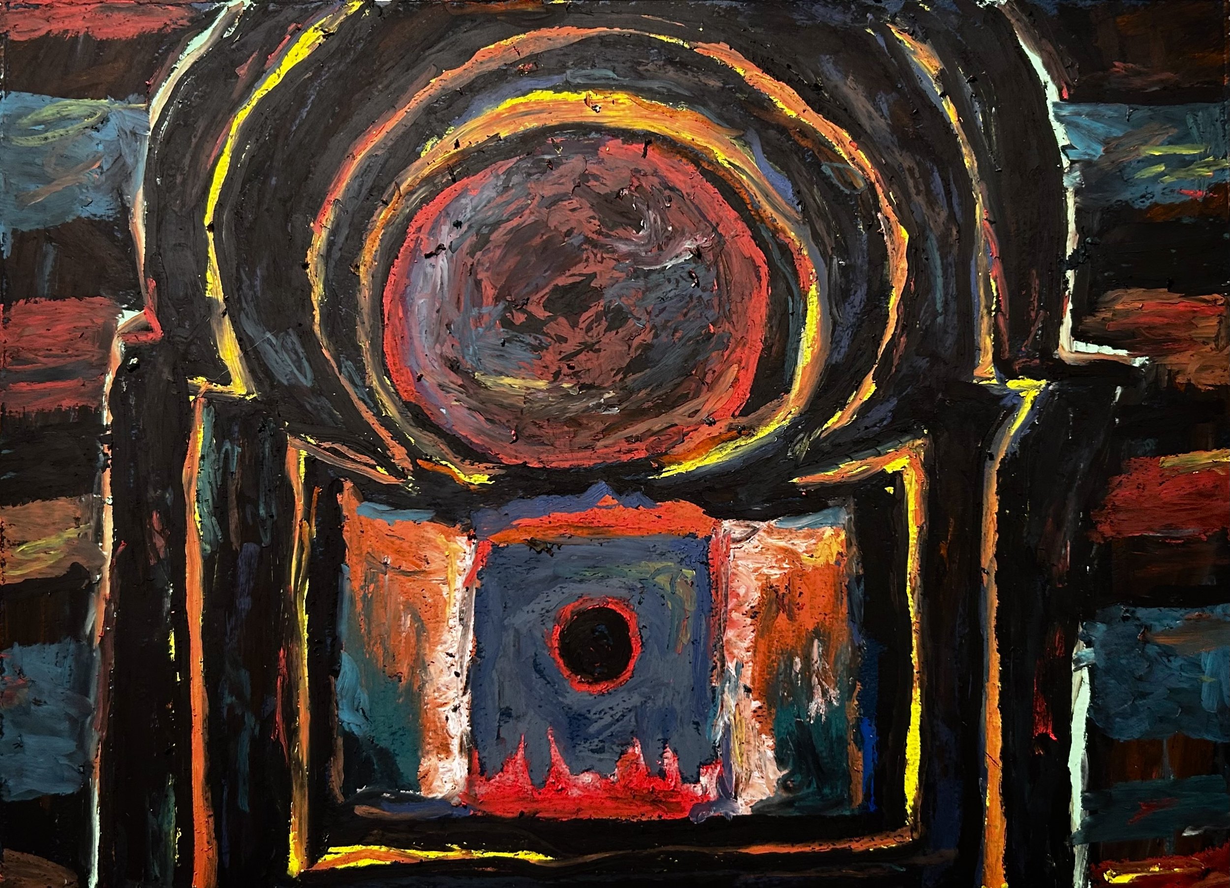 Lunar Eclipse, 2025; oil pastel on paper