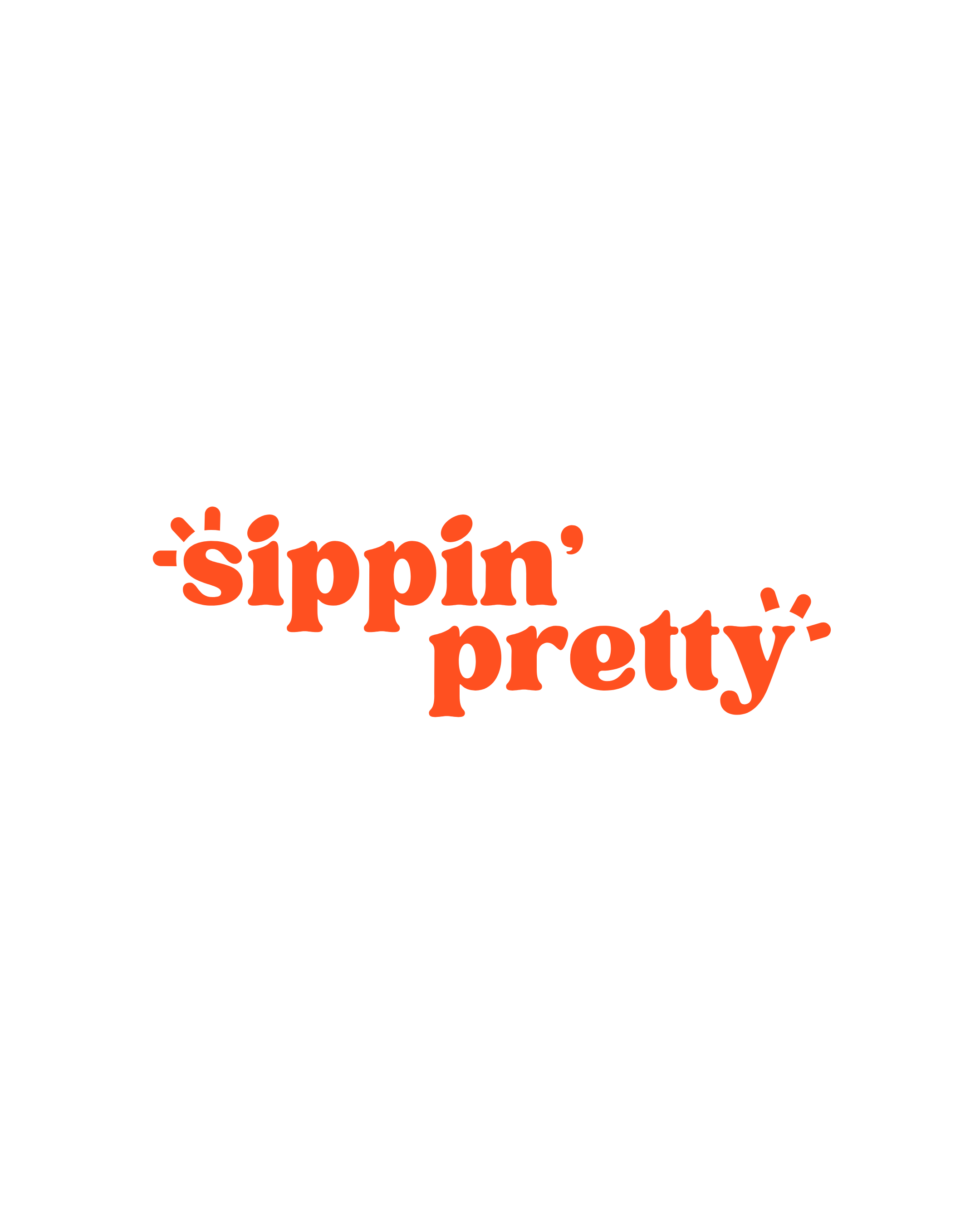 Black T-shirt with orange text that says 'sippin' pretty'.