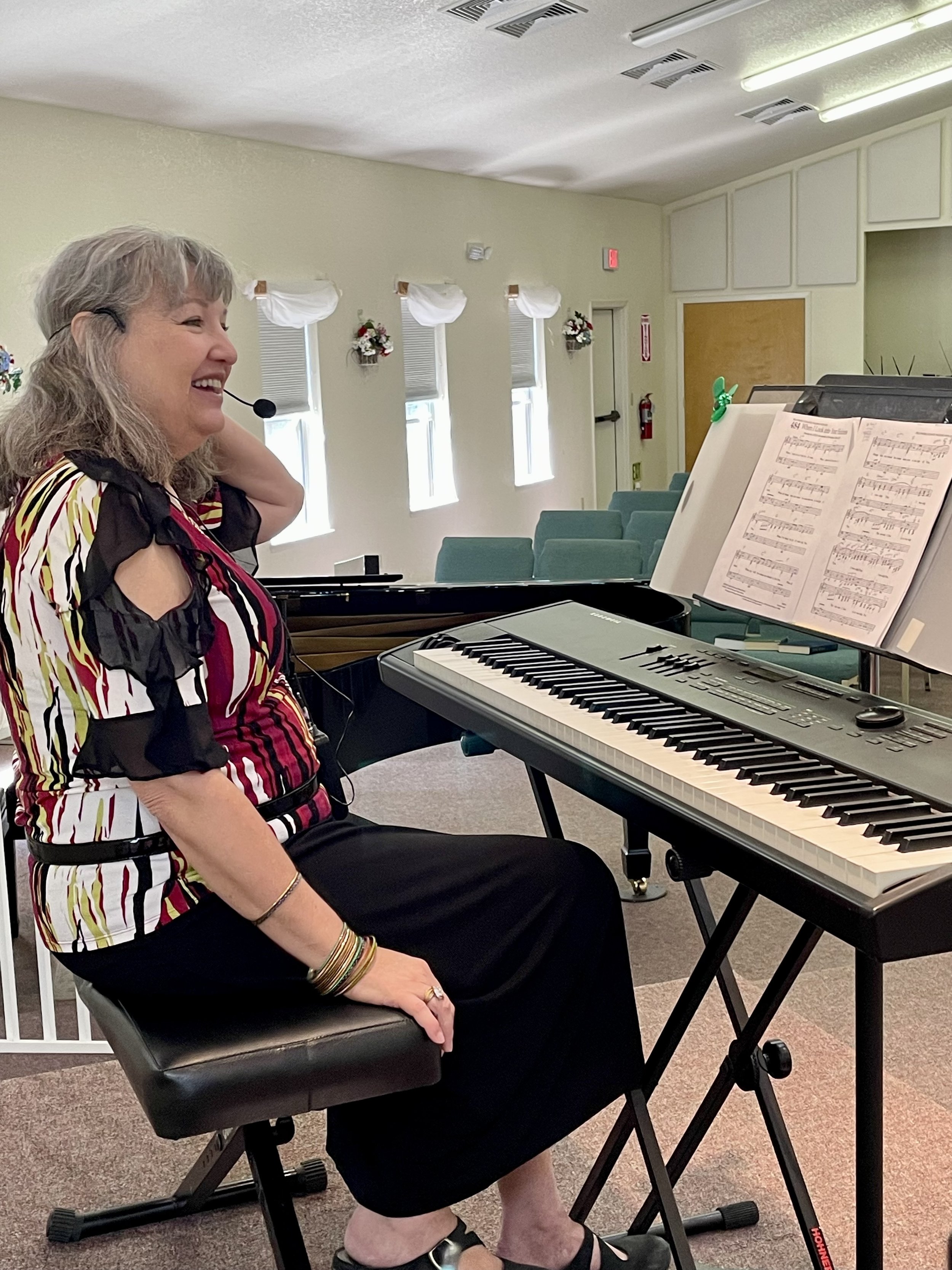 Brenda working out the details of the songs with Karen