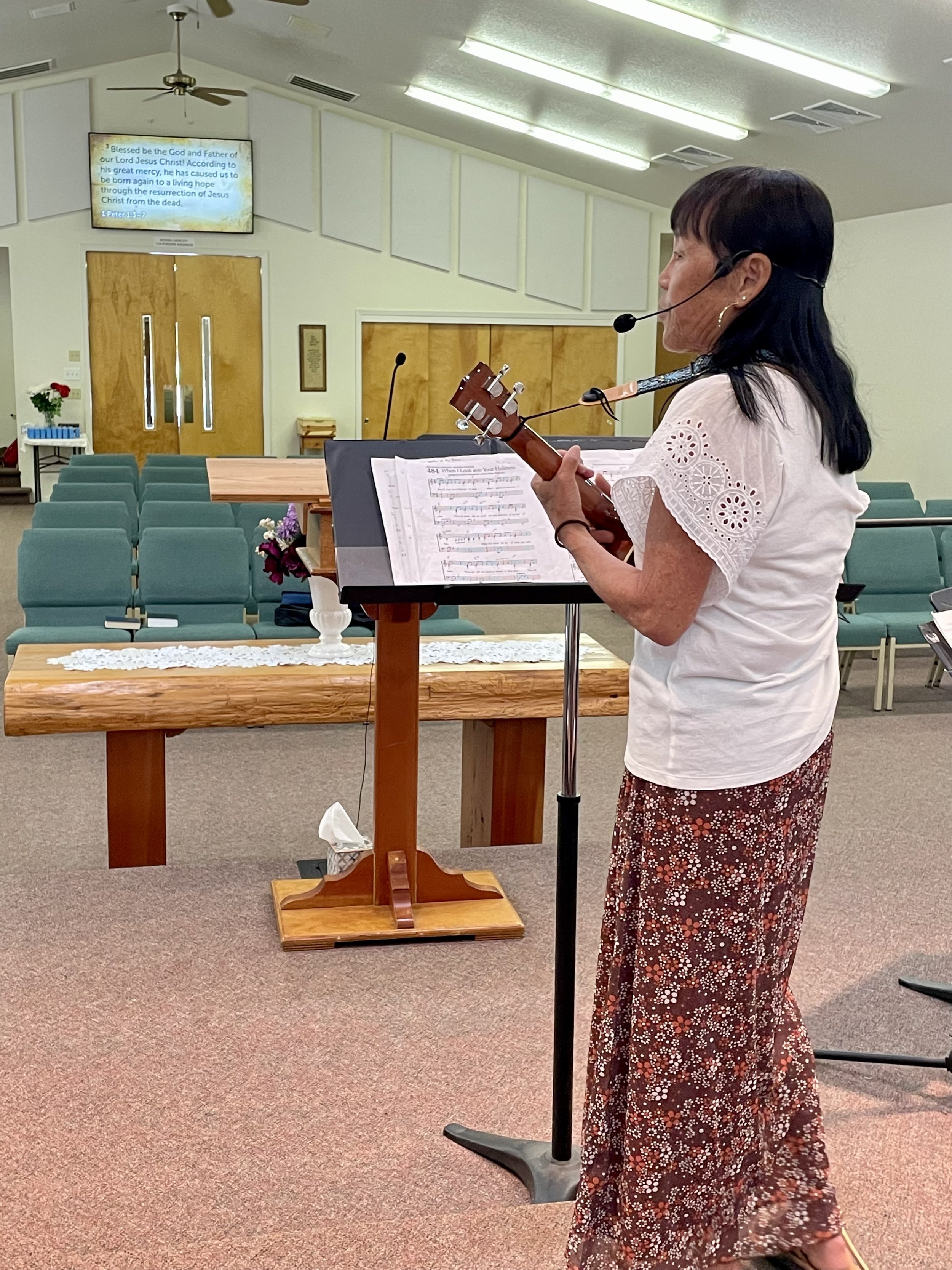Karen working out the details of the songs with Brenda