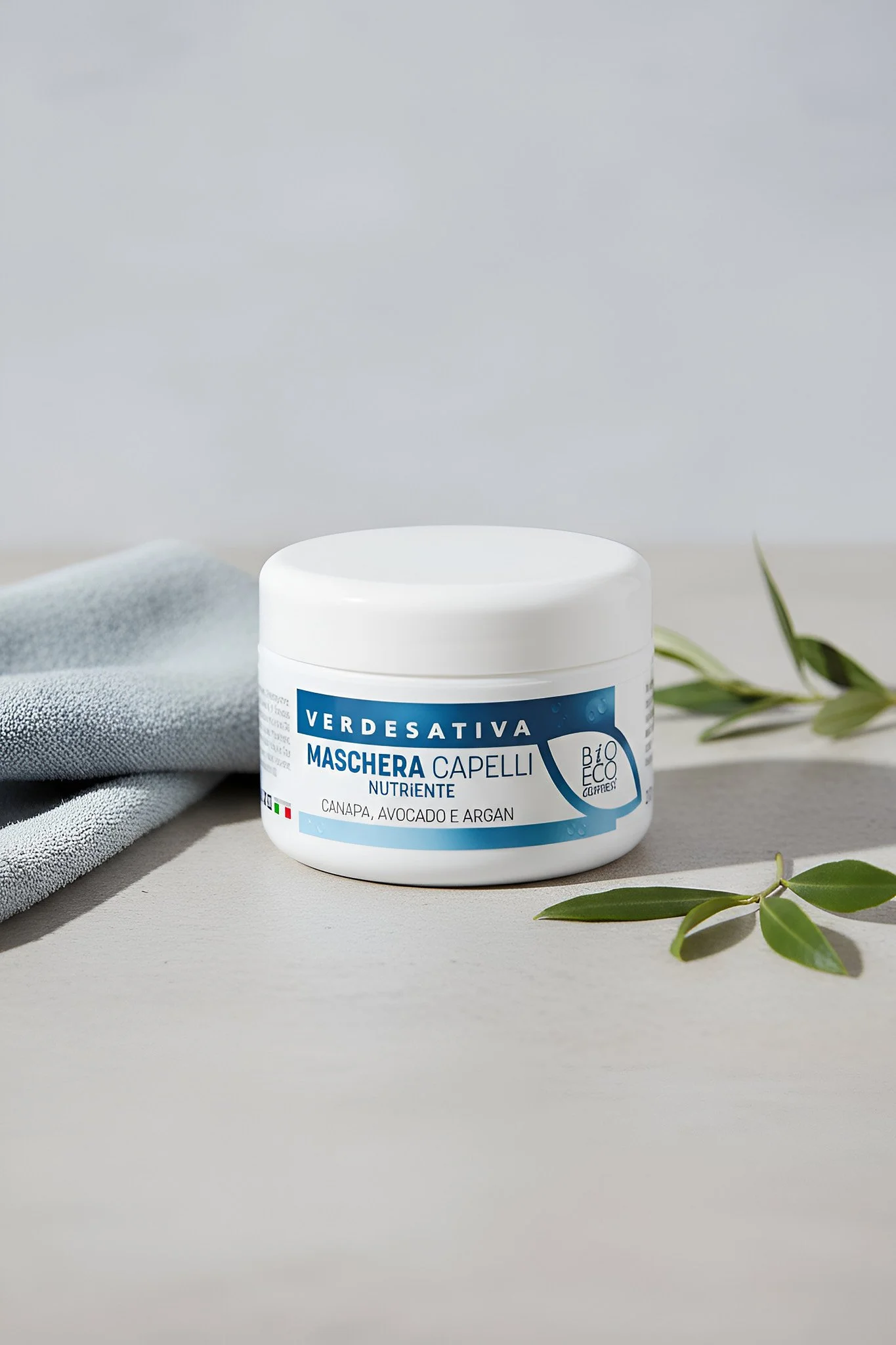 Premium hair care product jar with botanical styling and natural elements, showcasing luxury skincare photography with elegant minimal composition