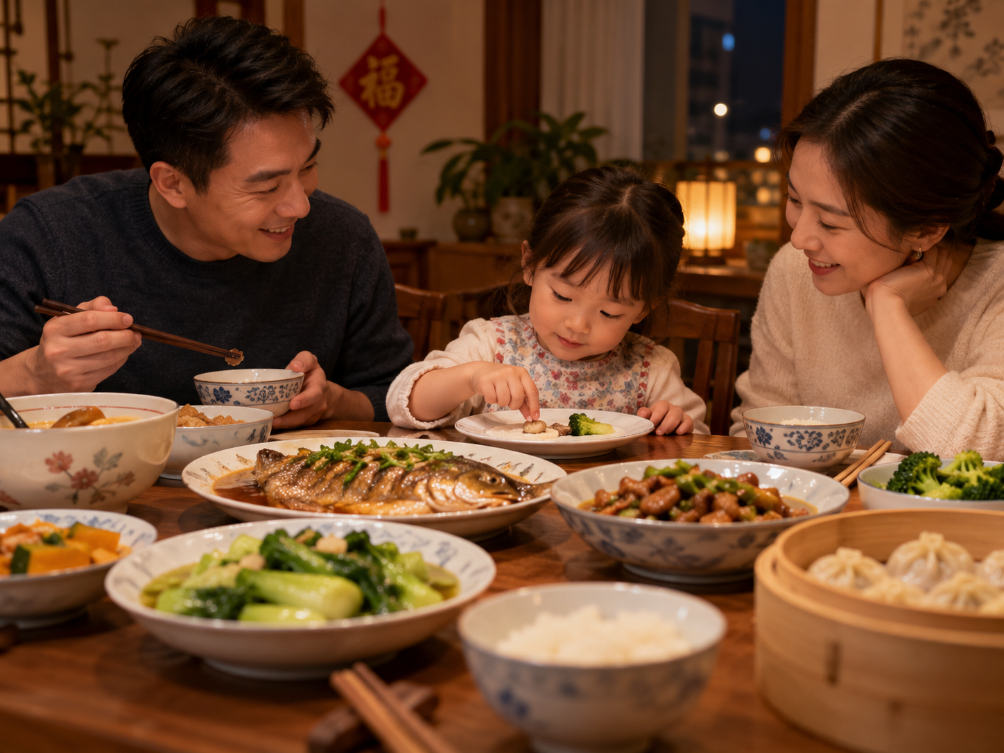 Family eating dinner together while a young picky eater explores a small portion of an unfamiliar food without pressure.