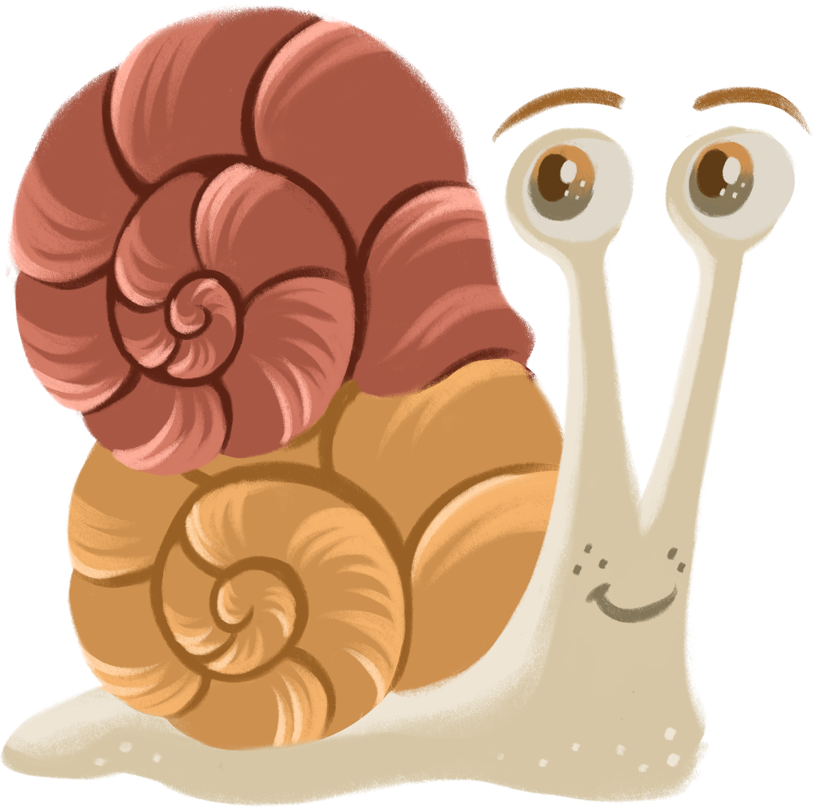 Illustration of Snail moving steadily toward a goal while Yabbit watches nearby