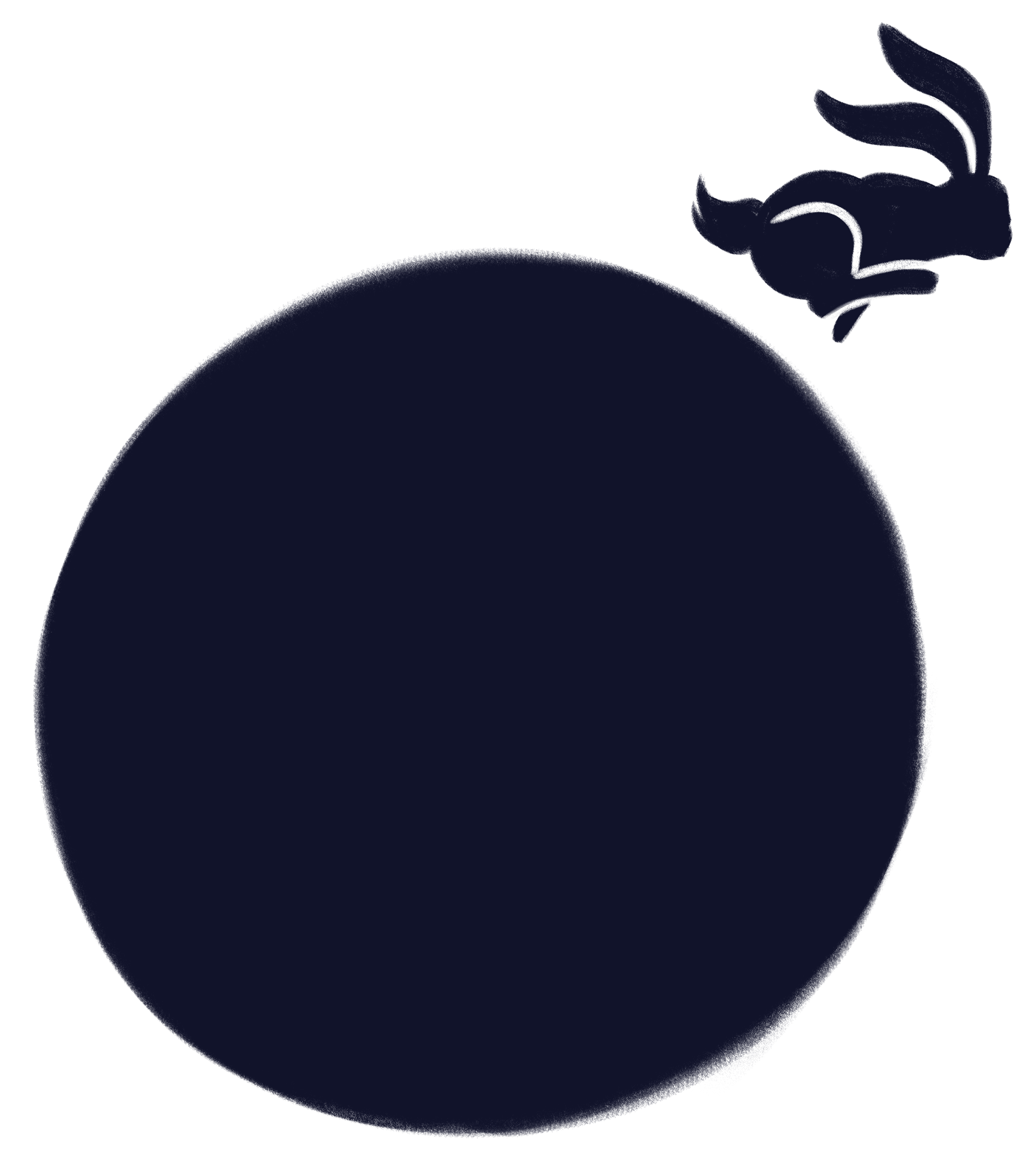 The Rabbit in the Moon children's picture book logo - an image of Yabbit the Rabbit jumping over a full moon.