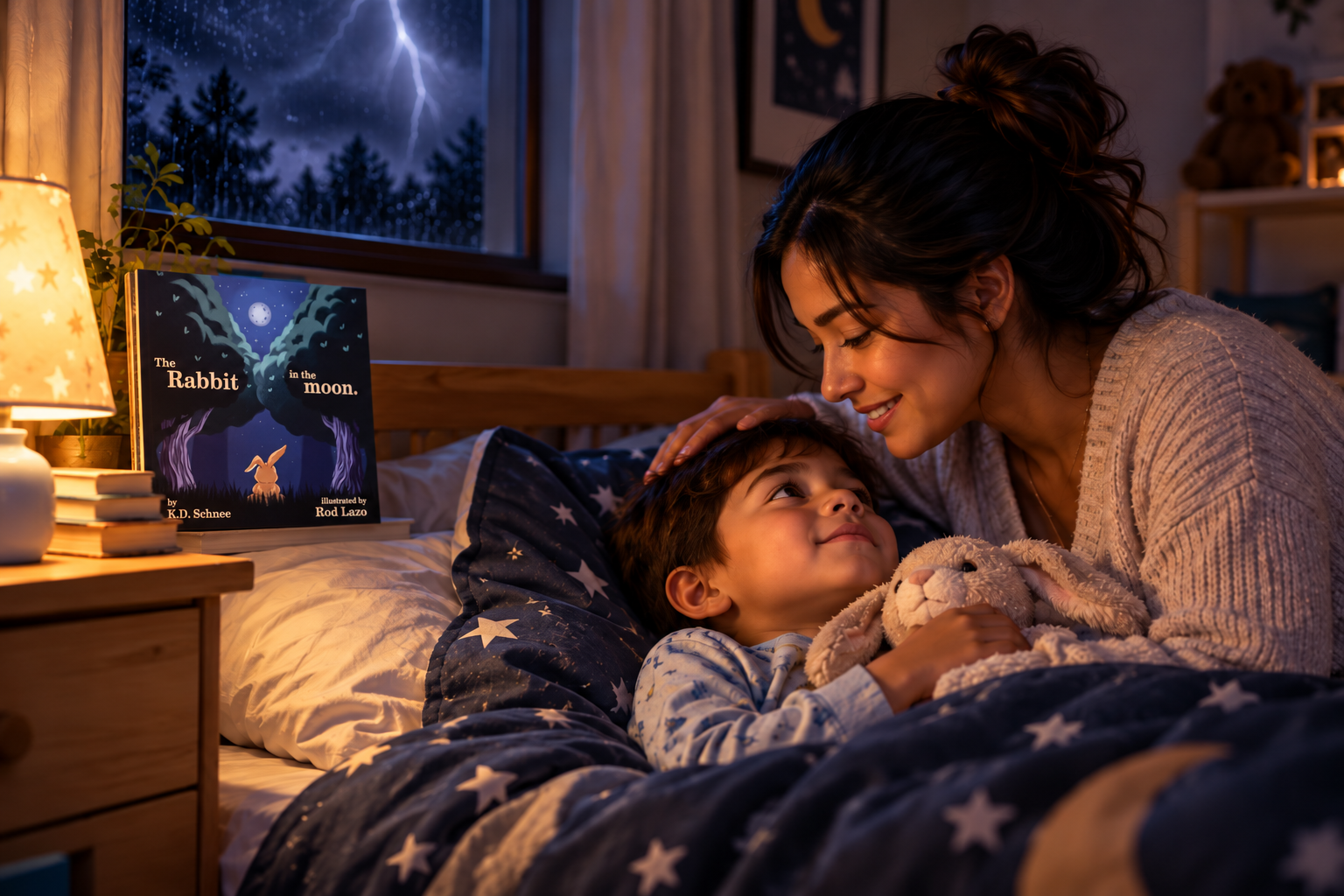 Parent comforting a toddler who is afraid of the dark while helping bedtime feel calm and predictable.