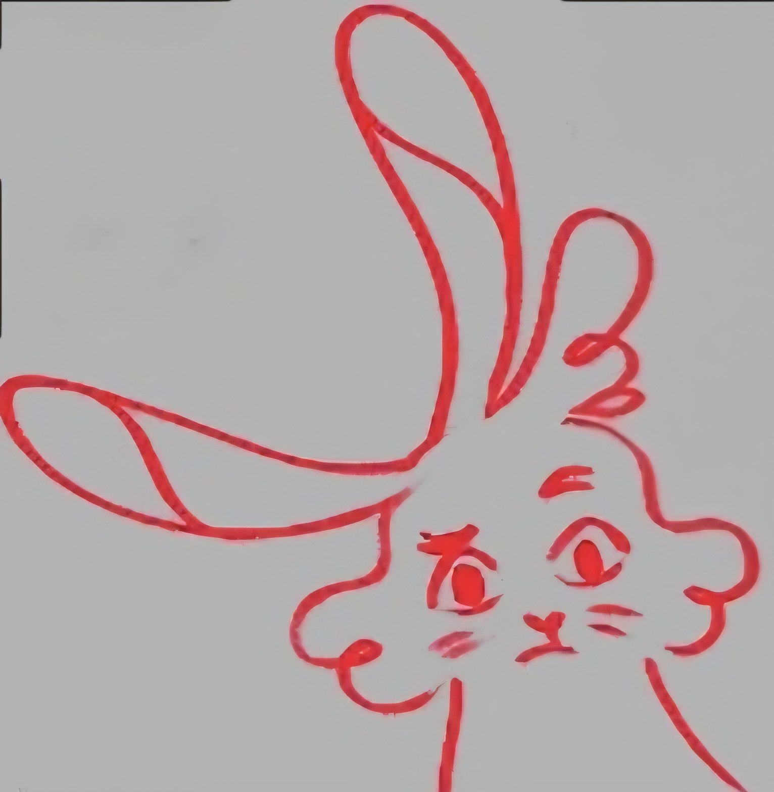 Yabbit the Rabbit facial expression sketch with a serious and intense look for the children’s picture book The Rabbit in the Moon.