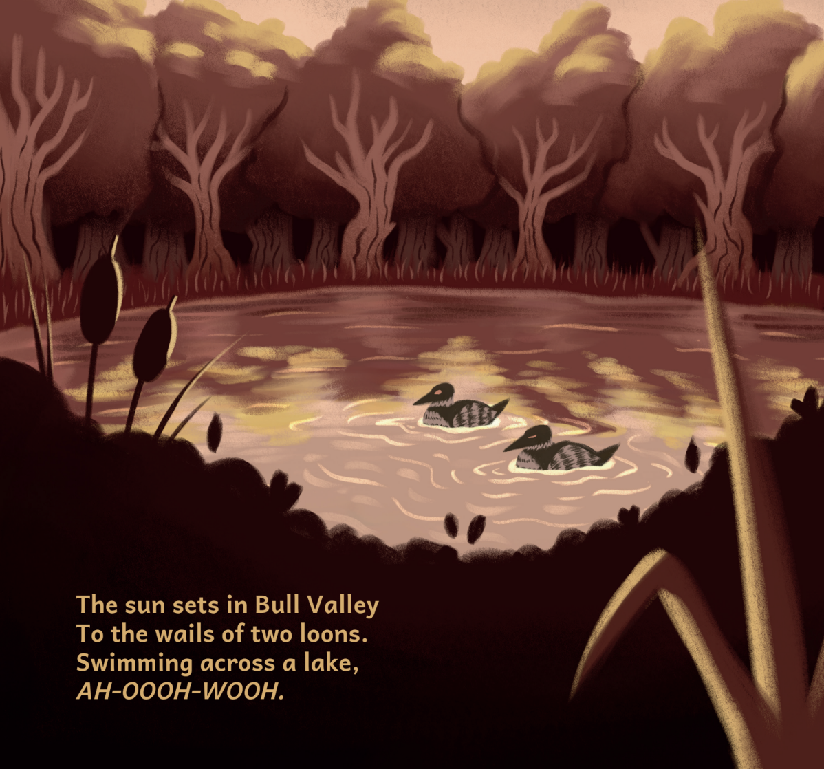 Page from The Rabbit in the Moon showing the Andika literacy font alongside Rod Lazo’s illustrations.