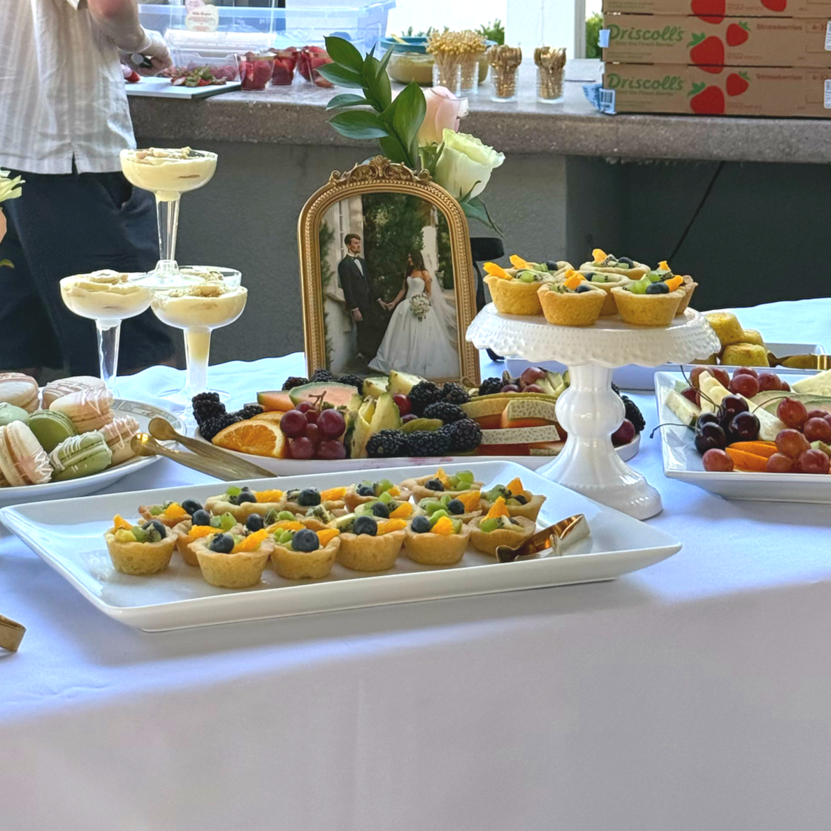 A dessert table for a backyard wedding reception in Kaysville, Utah.