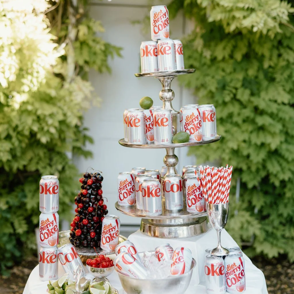 Diet Coke tower at the Grand Victorian in Layton, UT with Diet Cherry Coke and a cherry tower