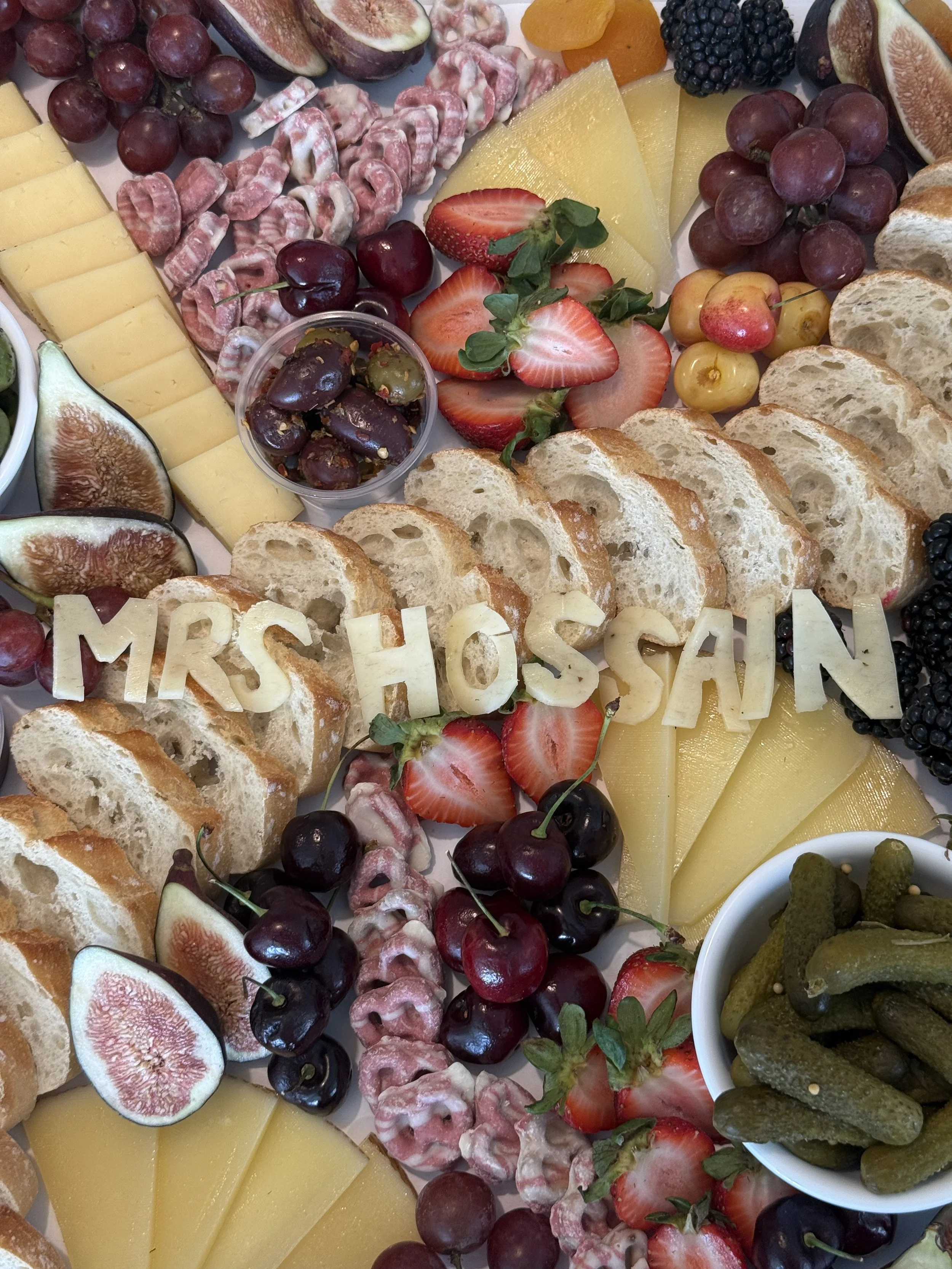 Bachelorette party flat lay charcuterie grazing table in Park City