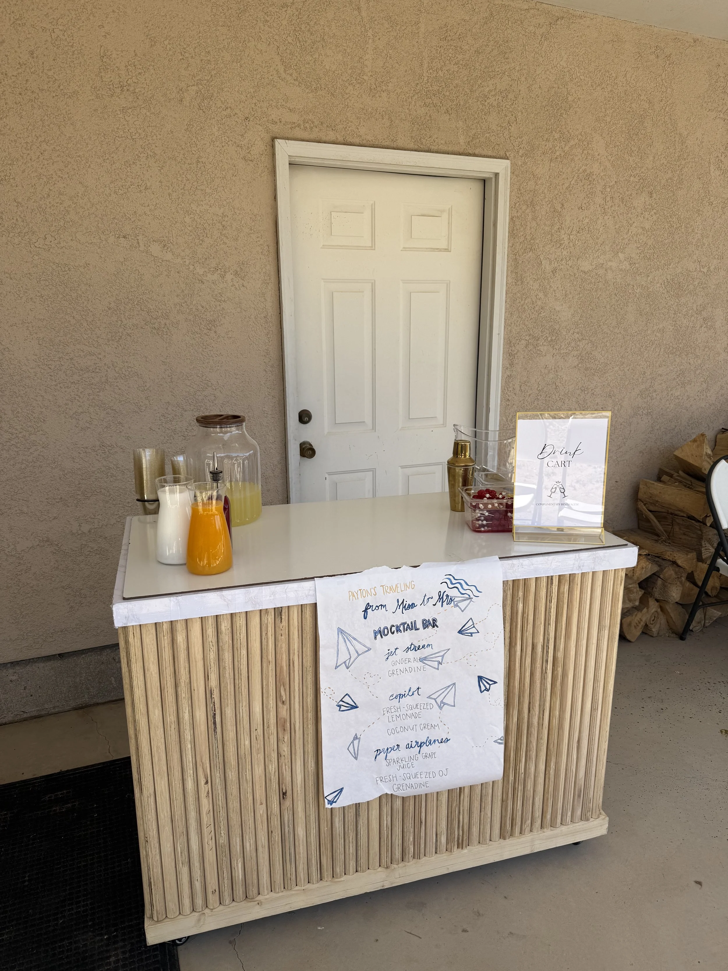 Mocktail cart at a bridal shower in Orem, Utah