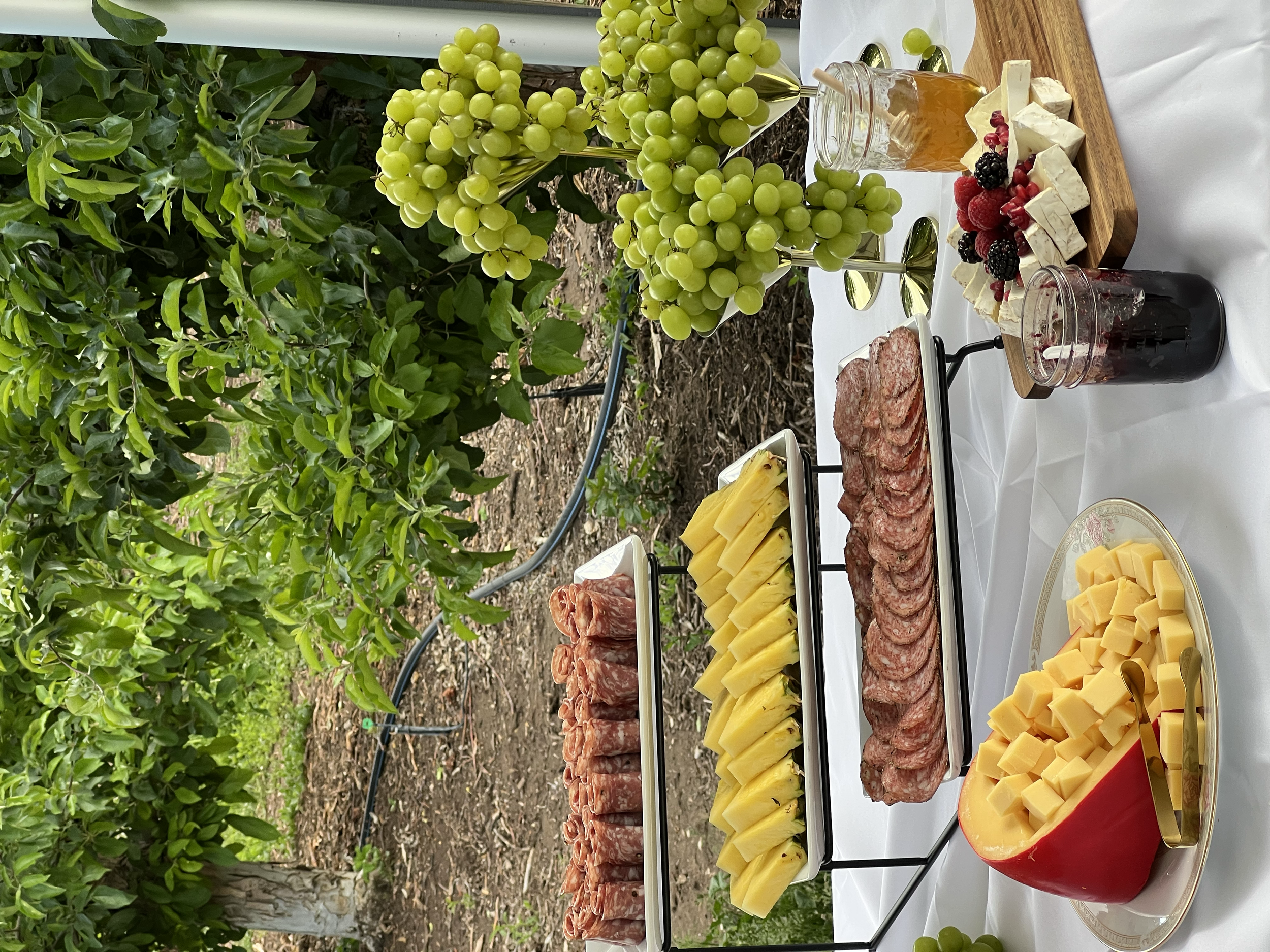 A deconstructed grazing table at the stunning Hidden Orchards venue in Santaquin, Utah.