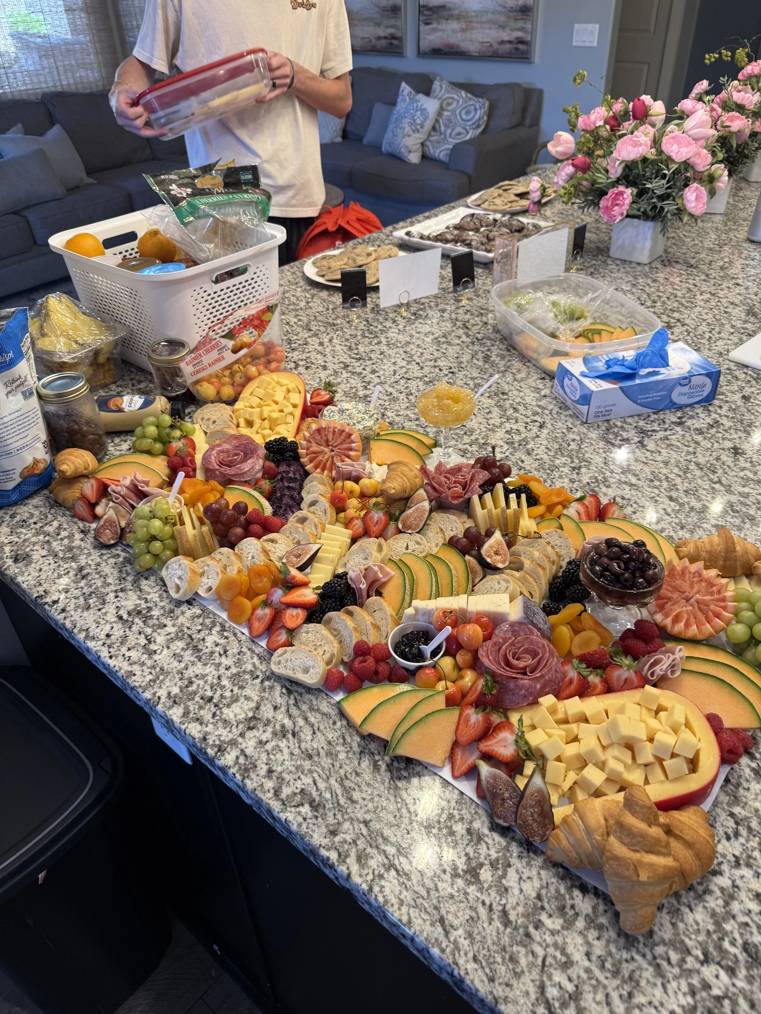 Grazing table charcuterie flat lay for a bridal shower in St. George, Utah
