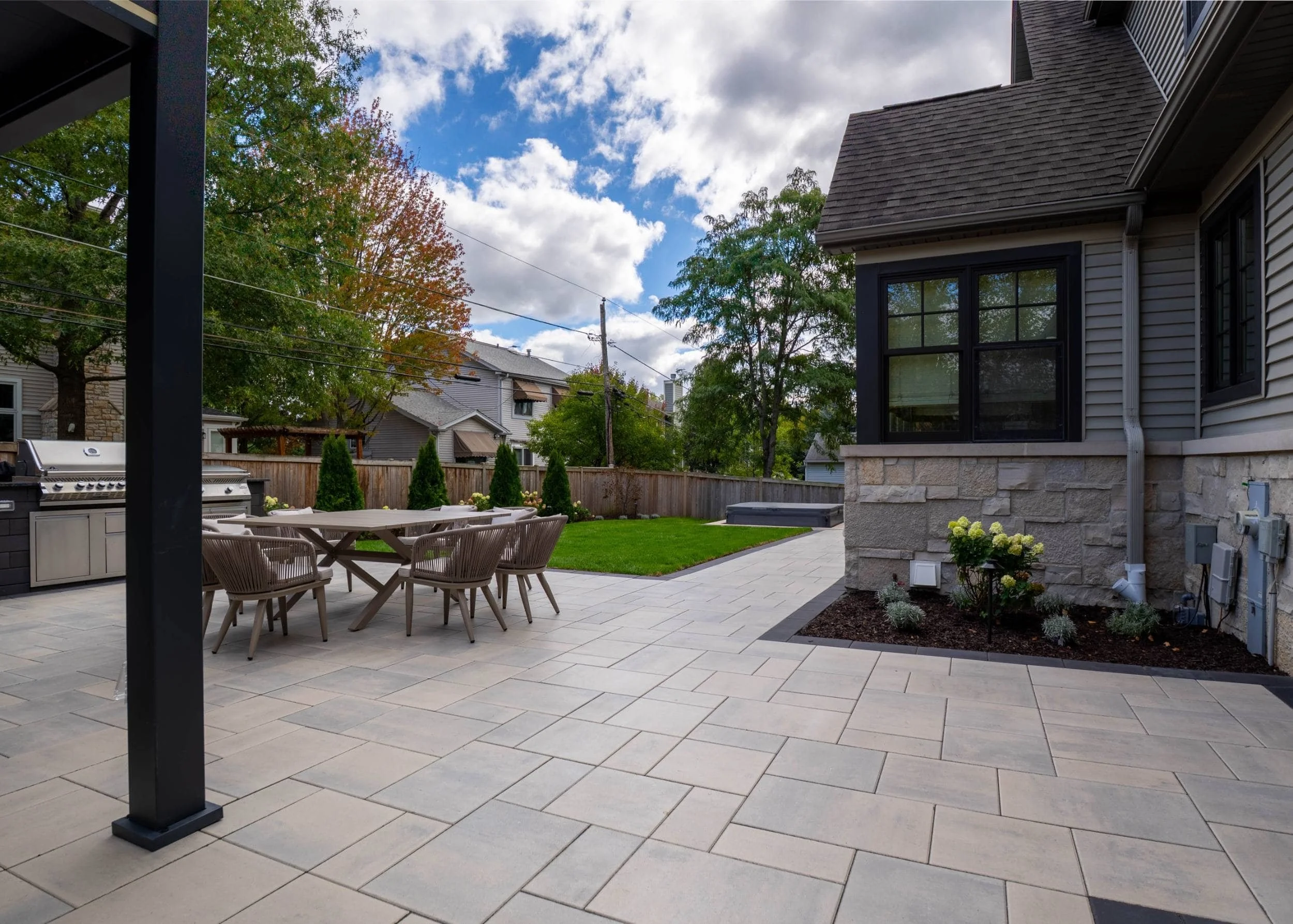 A custom-built retaining wall with precision stonework in Plainfield, IL