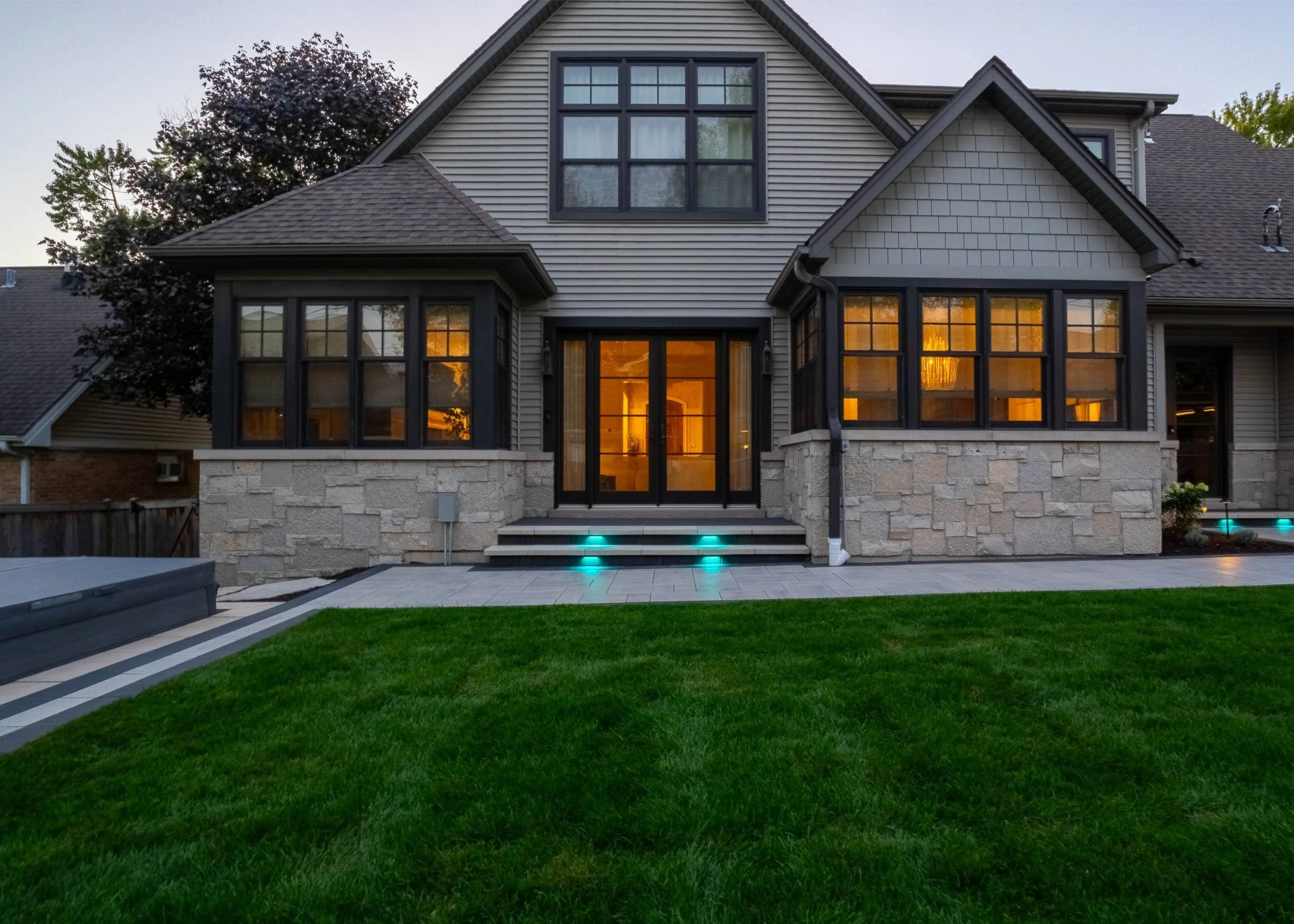 A sleek fire pit designed for evening gatherings in Plainfield, IL