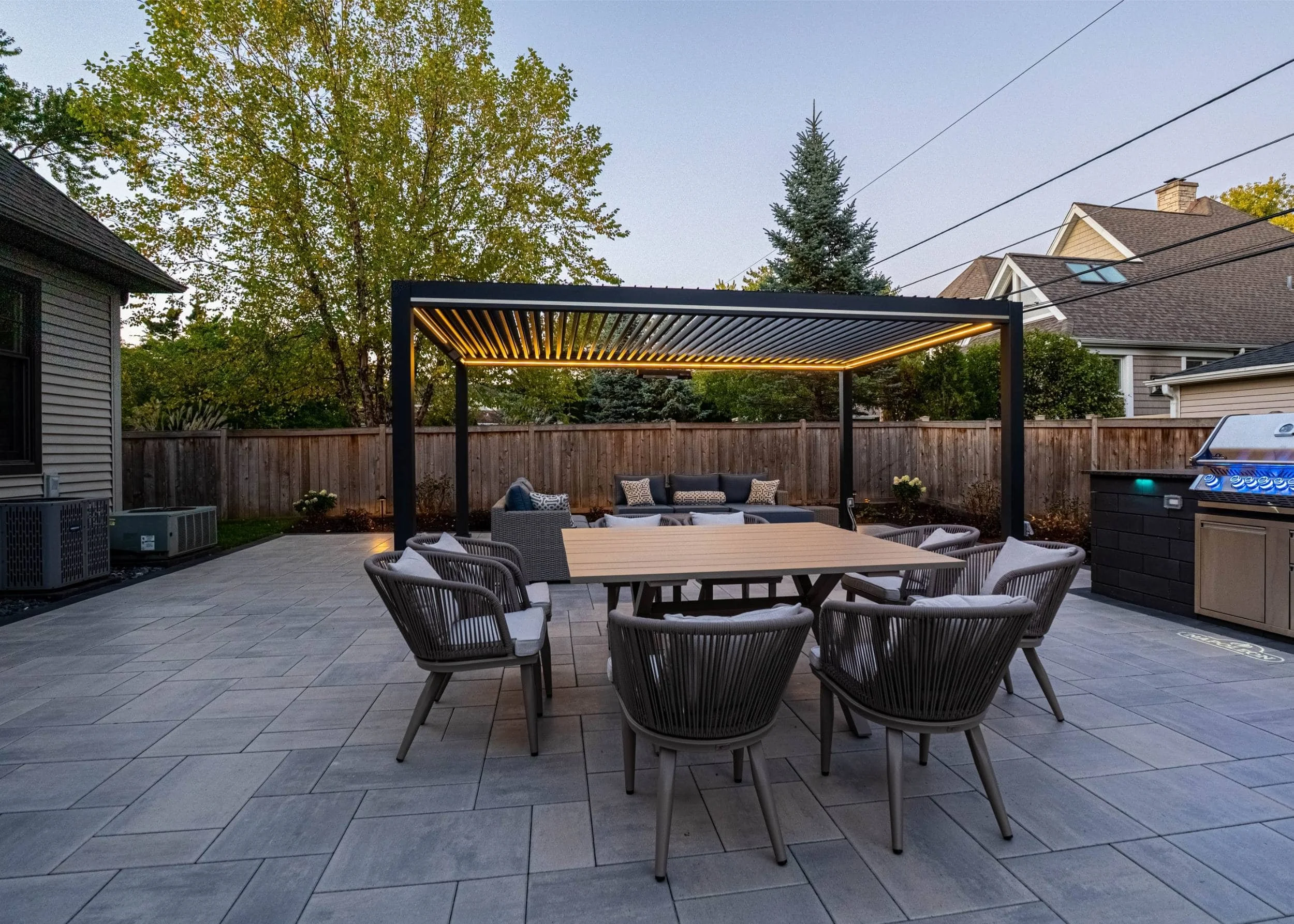 A shaded pergola enhancing backyard design in Bartlett, IL