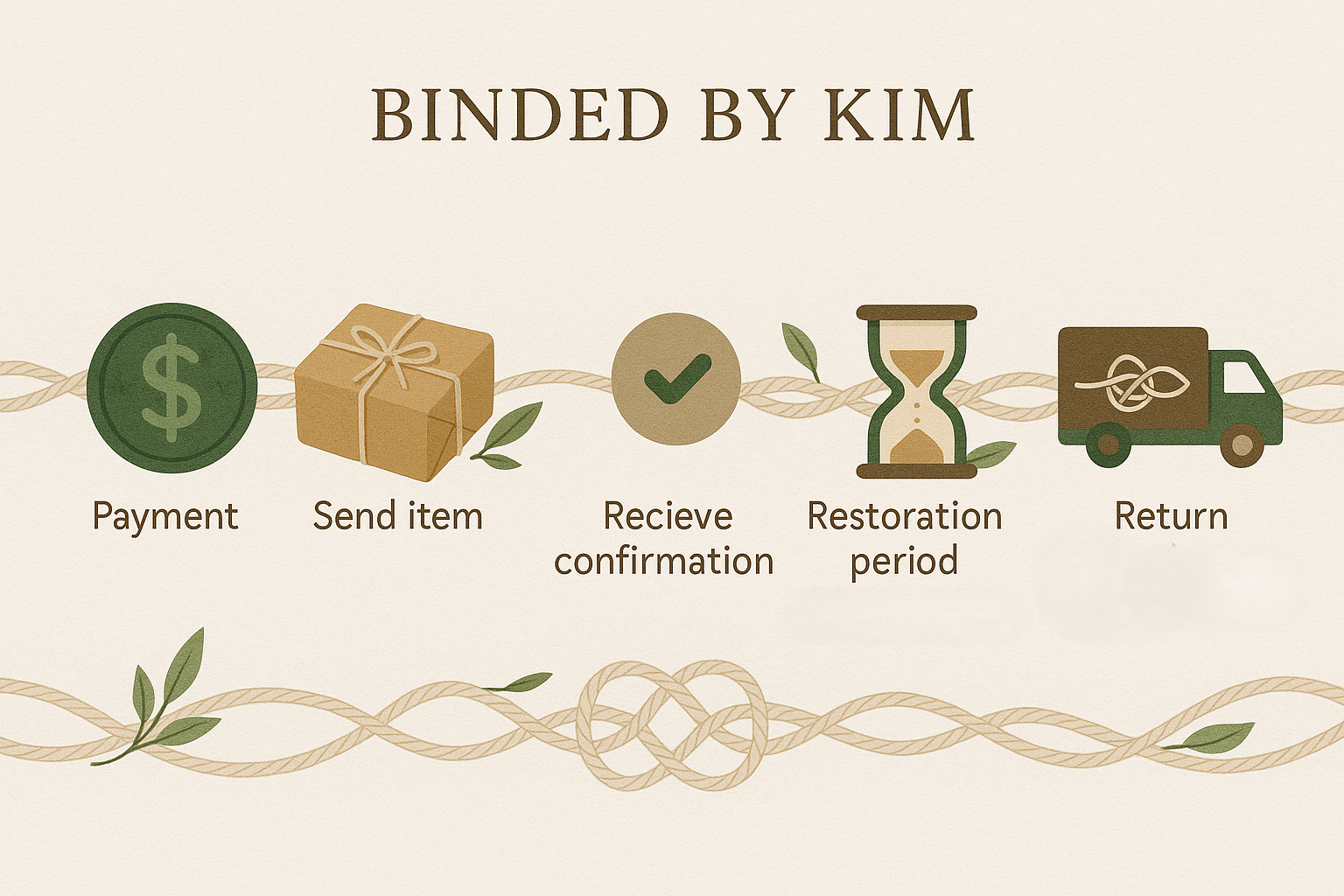 Infographic illustrating the process of returning an item, including steps: Payment, Send item, Receive confirmation, Restoration period, Return.