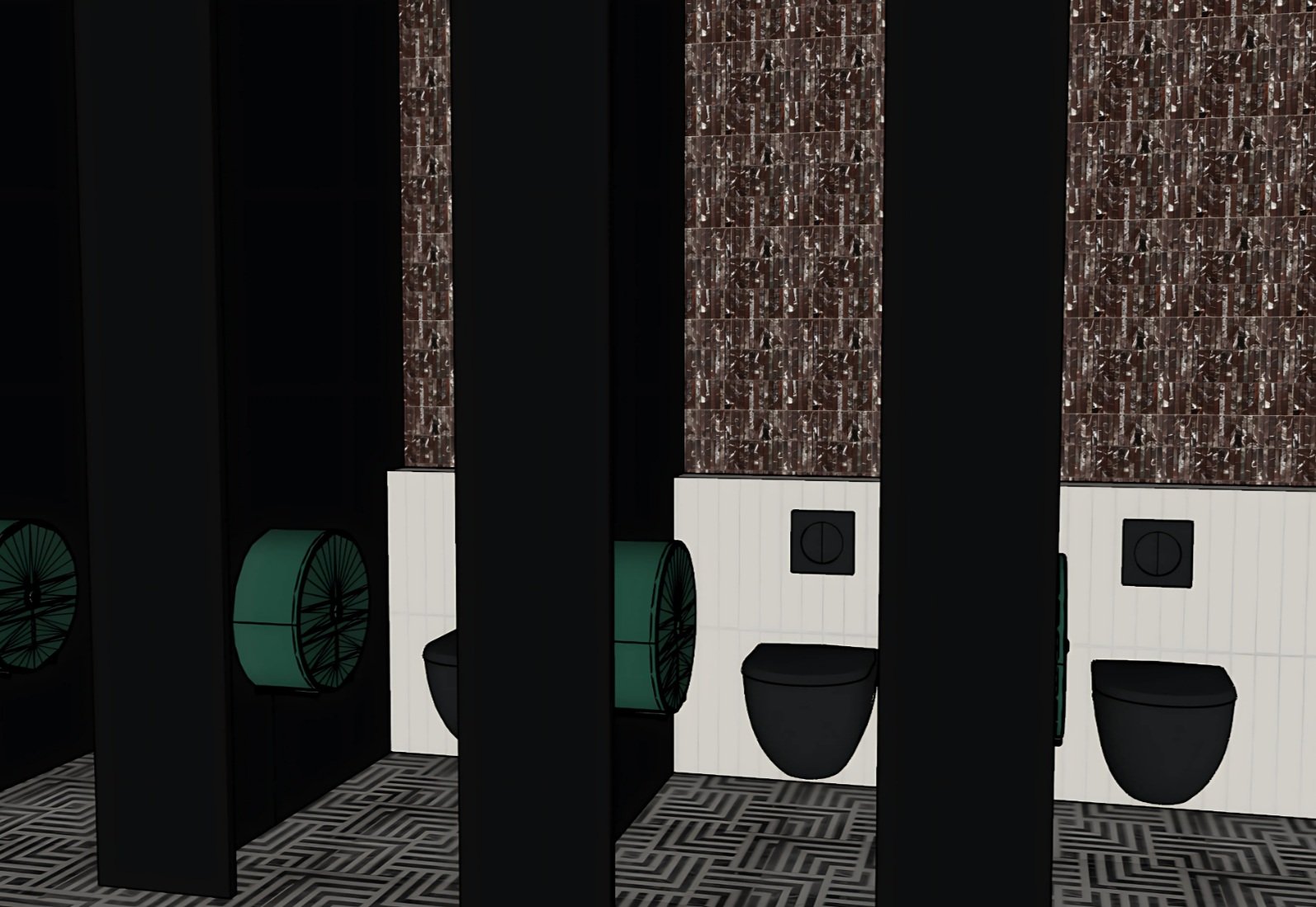 A render of the bathroom in the Deco Design Hub.