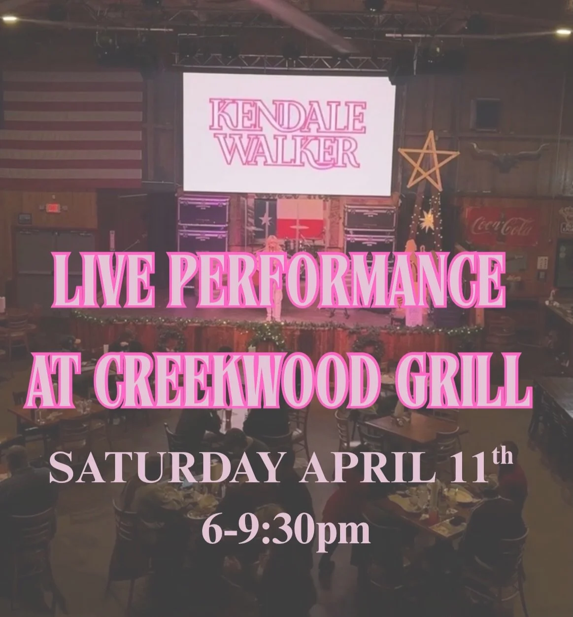 cypress folks, you have plans next saturday!! I&rsquo;ll see y&rsquo;all at @creekwoodgrill on April 11th!! 🩷🤠💁🏼&zwj;♀️