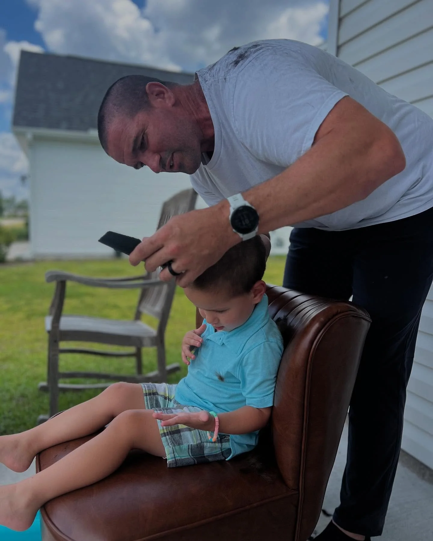Jethro, the brave one&hellip; getting that clean cut so he could look just like daddy. He&rsquo;s definitely built different!
