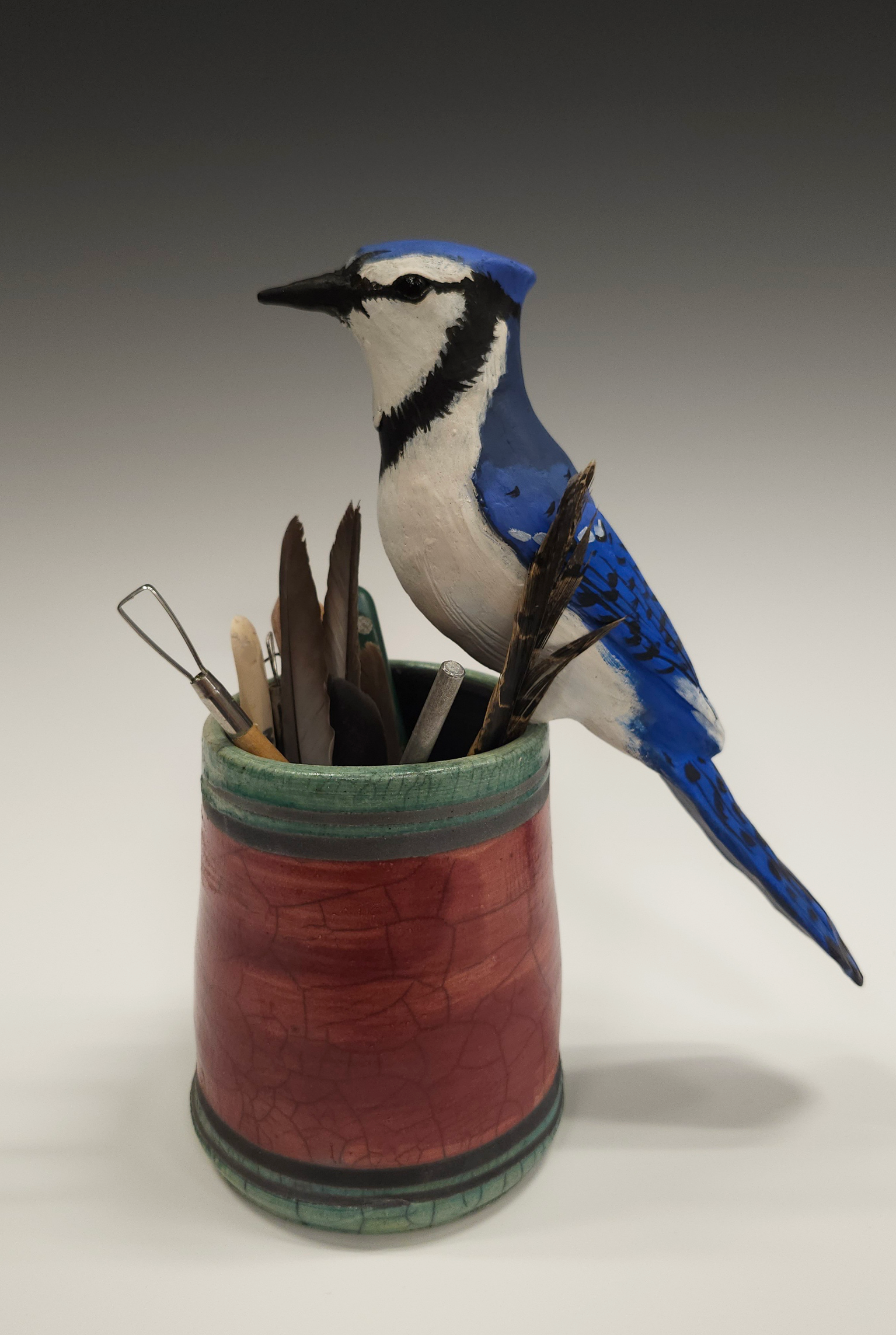 The Artist, 2025, 10.5"x8"x4.5", Ceramic, Found Objects, Paint