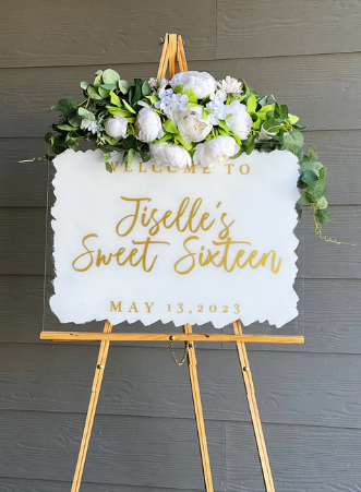 Welcome sign for events and parties. Anniversary, Sweet Sixteen, Birthday, Graduation, Baby Shower.