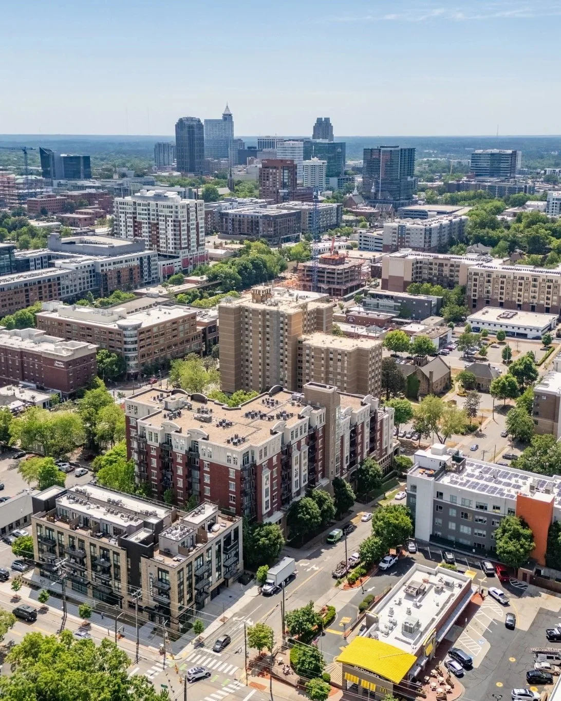 Professionally photographed aerial of downtown Raleigh
