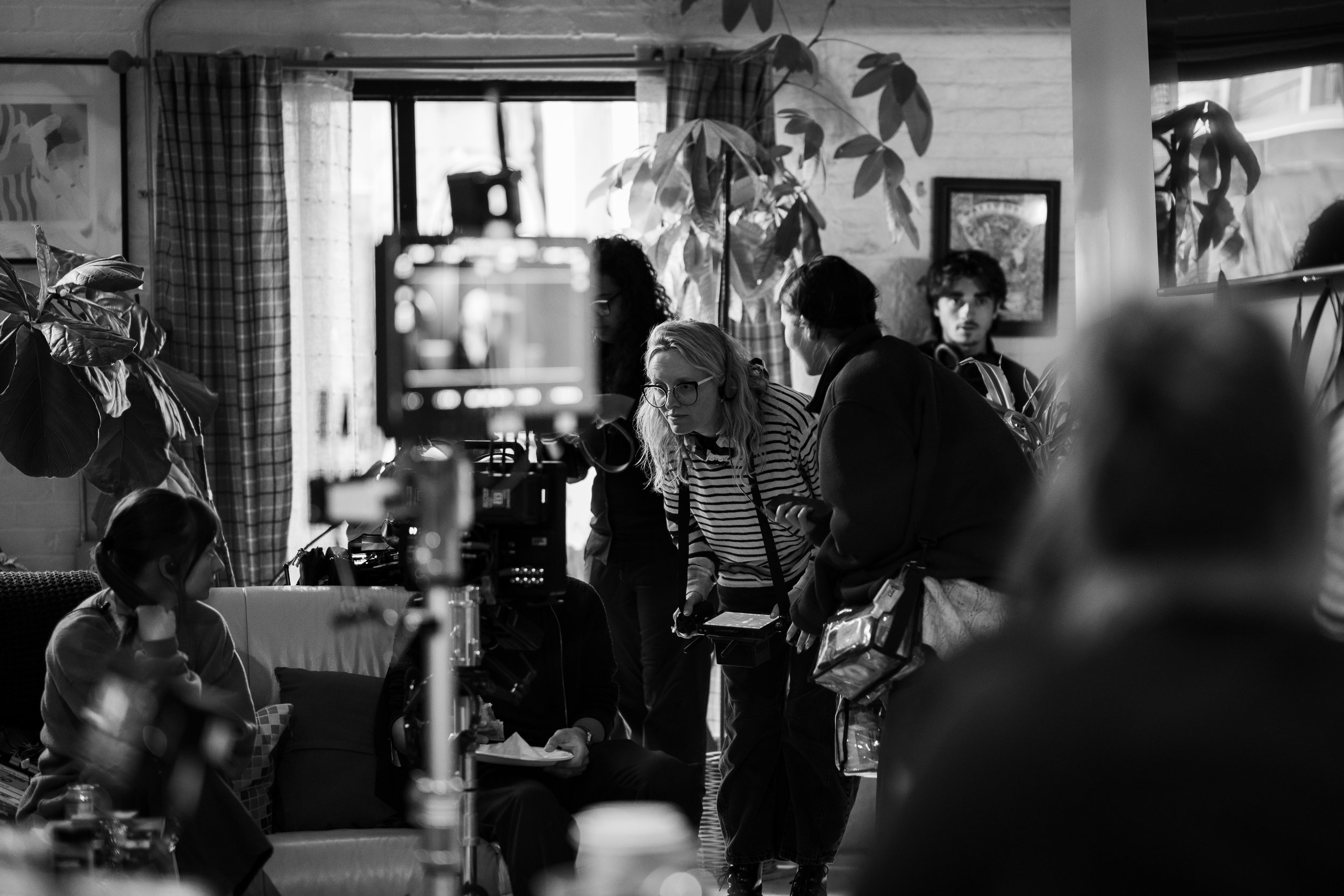 behind the scenes picture on set of the short film The Doppelganghair directed by Sophie Howell starring Avery McClure, Sojourner Brown, Winnie Stack, Dan Domenech, Ruben Caballero, and Miranda Rozas