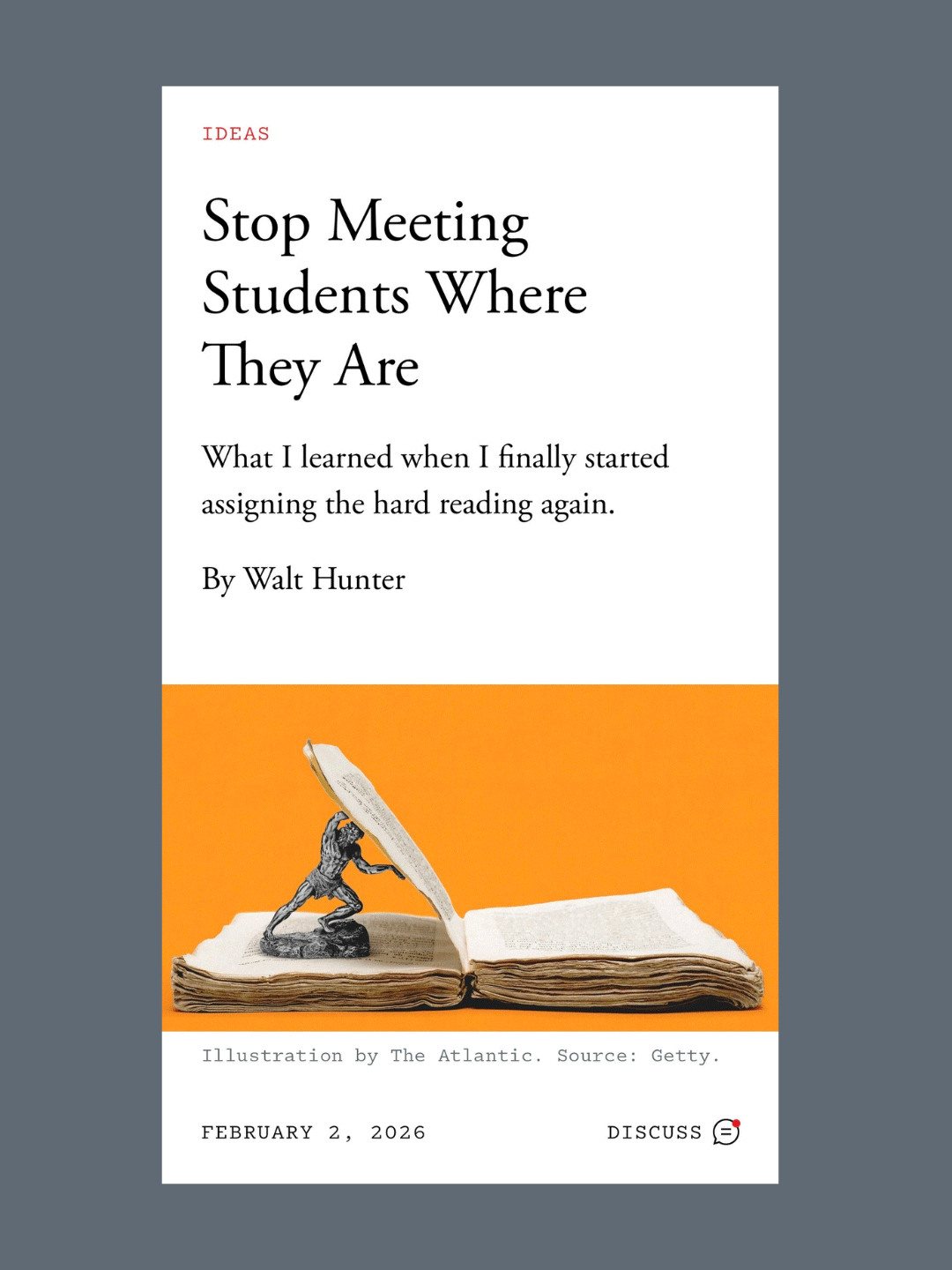 Let’s Start Assigning the Hard Reading Again