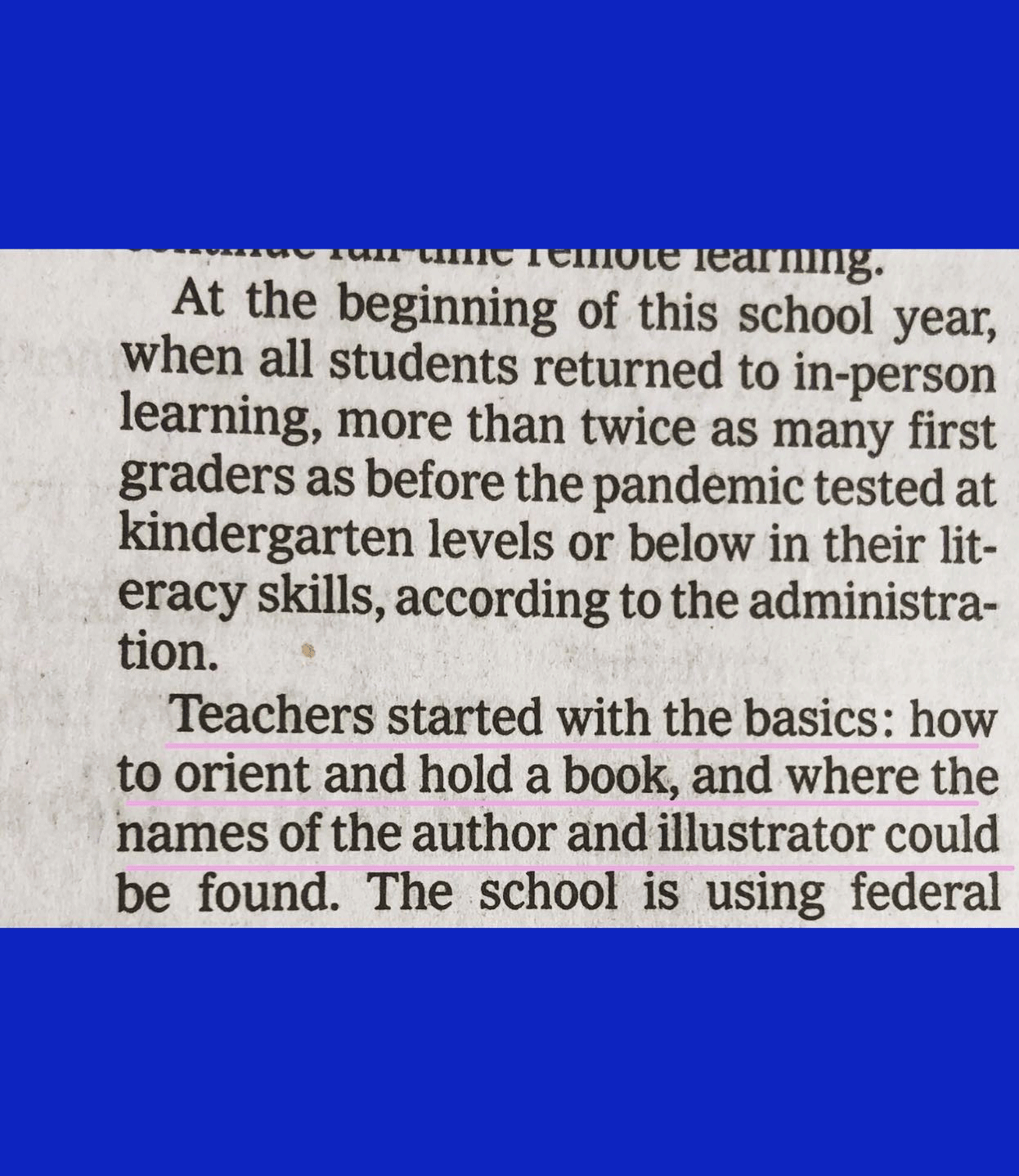 Post-Pandemic Reading Skills