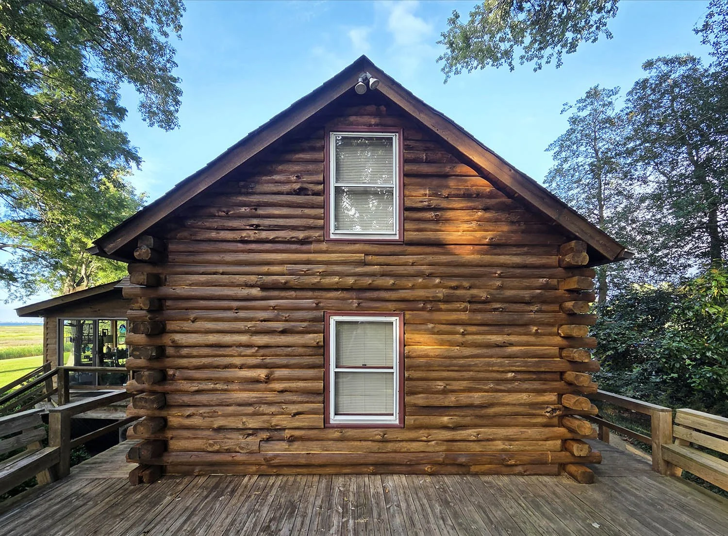 Perma-Chink Systems Log & Timber Defense in Saffron. Warm and inviting!