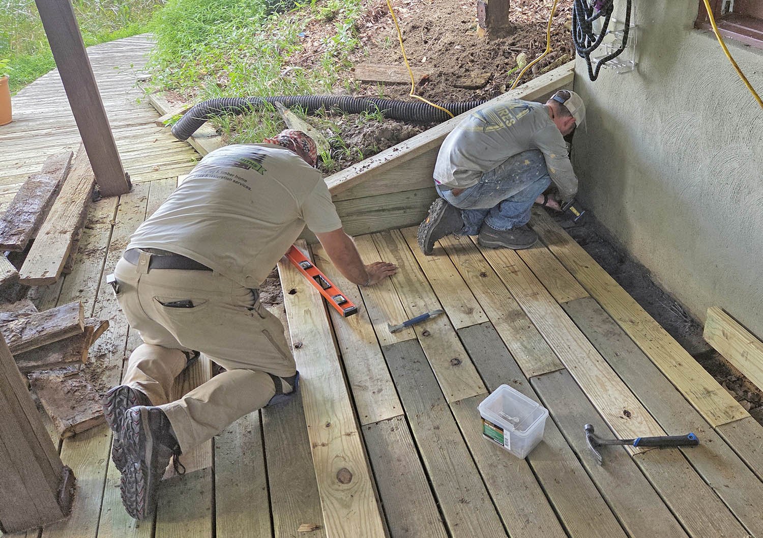 We also replaced a portion of their outdoor shower floor, as well as replacing some treads and a full landing on their back stairway.