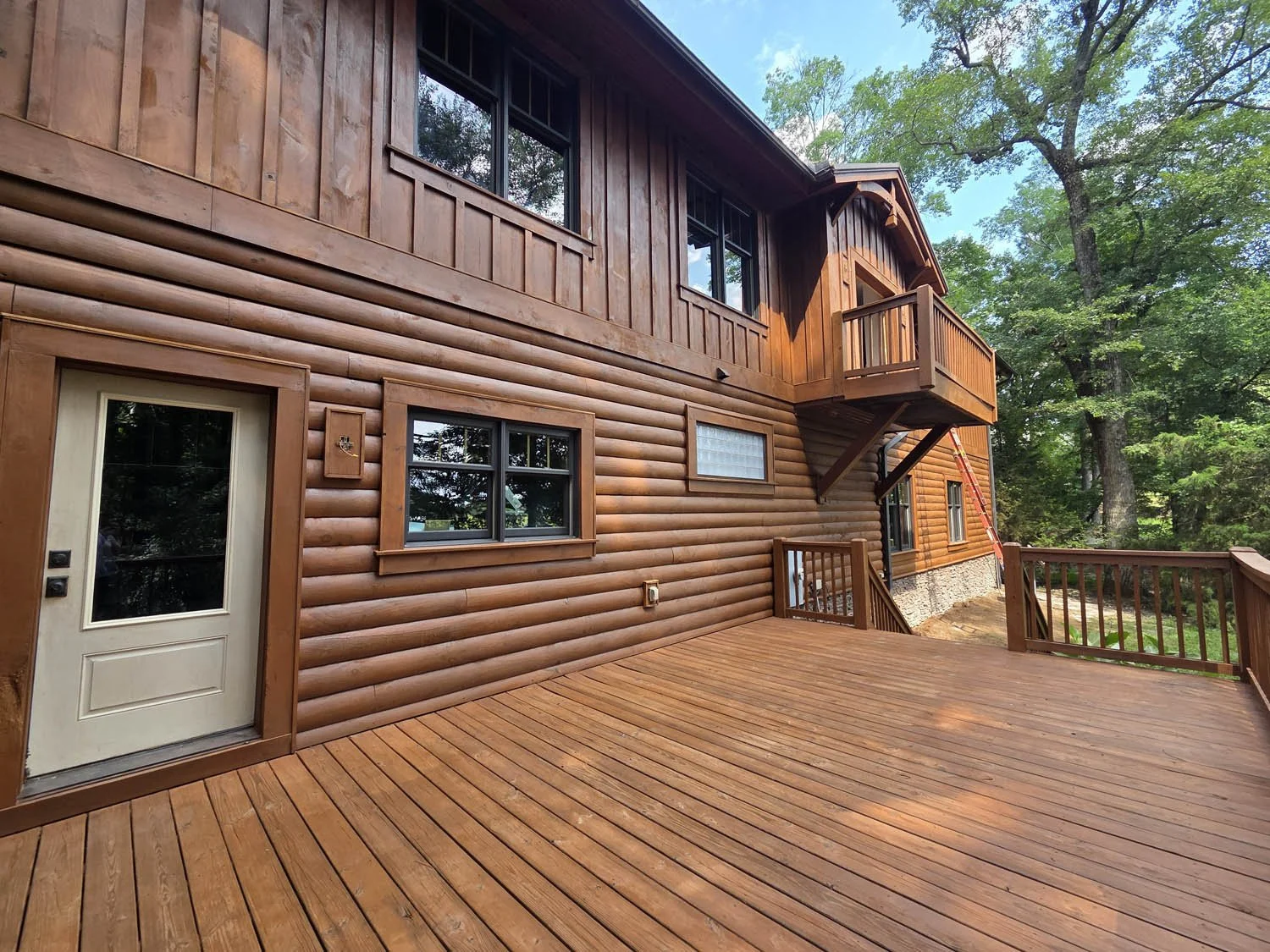 No more bleeding color, and we repaired and re-stained the decks using Perma-Chink's Deck Defense.