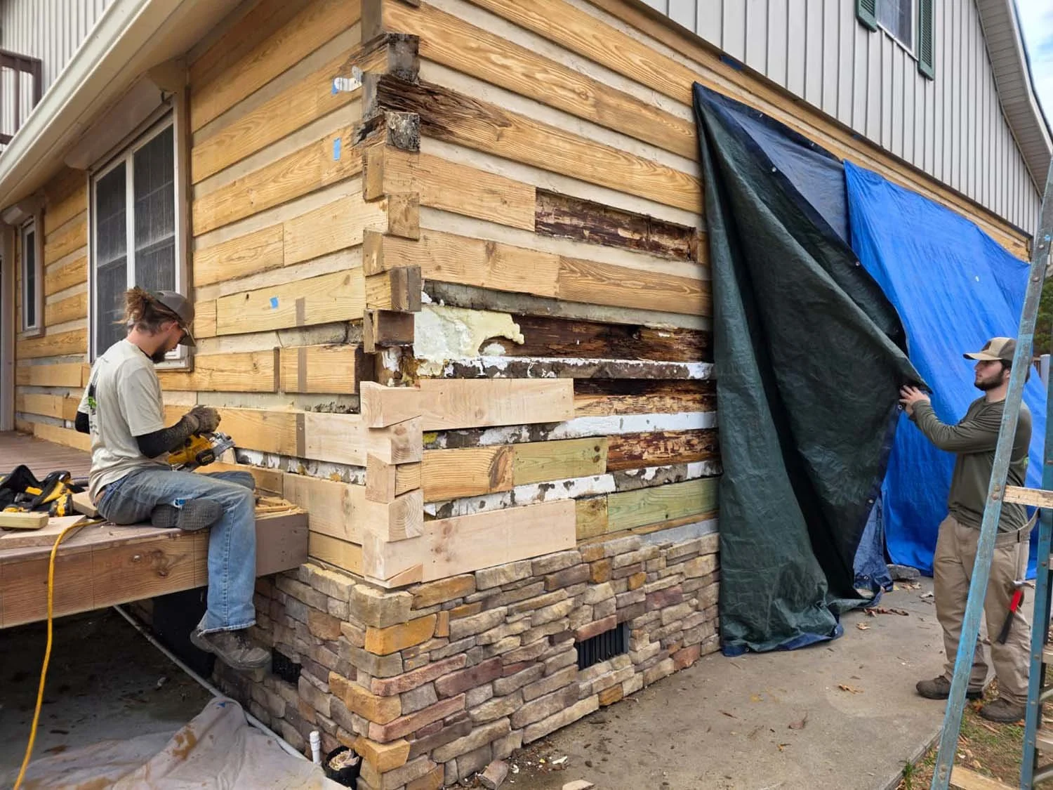 Rebuilding the worst corner, one log end at a time.