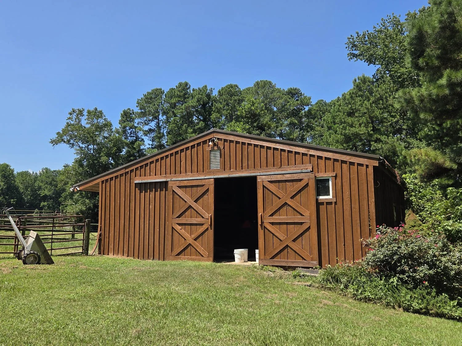 We stripped and re-stained the barn...