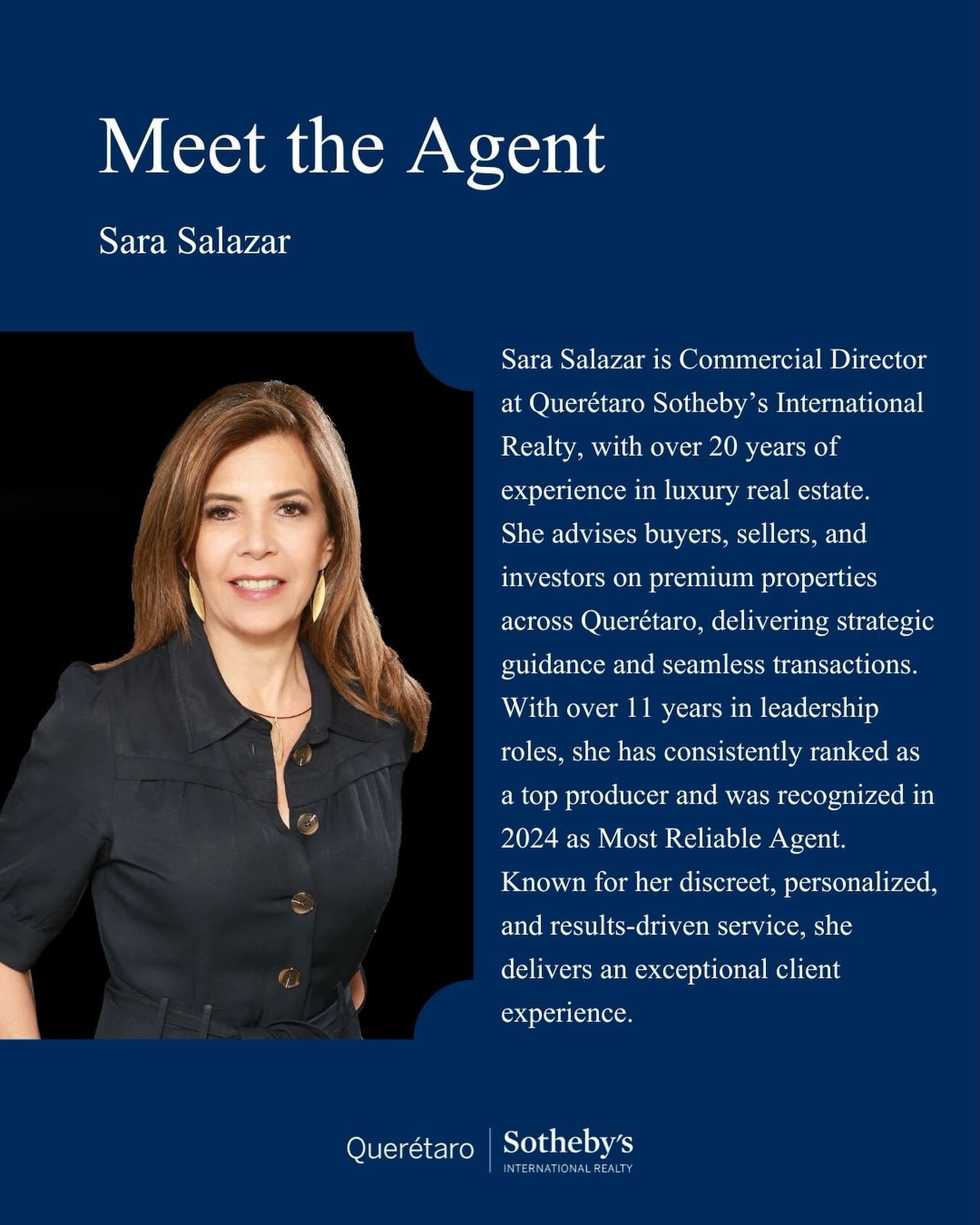 Quer&eacute;taro Sotheby&rsquo;s International Realty represents some of the most desirable luxury homes and investment opportunities in central Mexico.
Meet Sara Salazar &mdash; Commercial Director and a key advisor specializing in luxury real estat