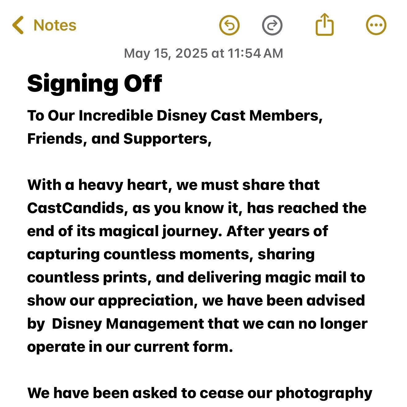 We are heartbroken and crying as we write this

Please sign the petition to bring CastCandids Back!
Please share with your friends, family and any Disney fans you can think of. Every signature and sign of support will help ❤️

https://chng.it/sLgx4Wn