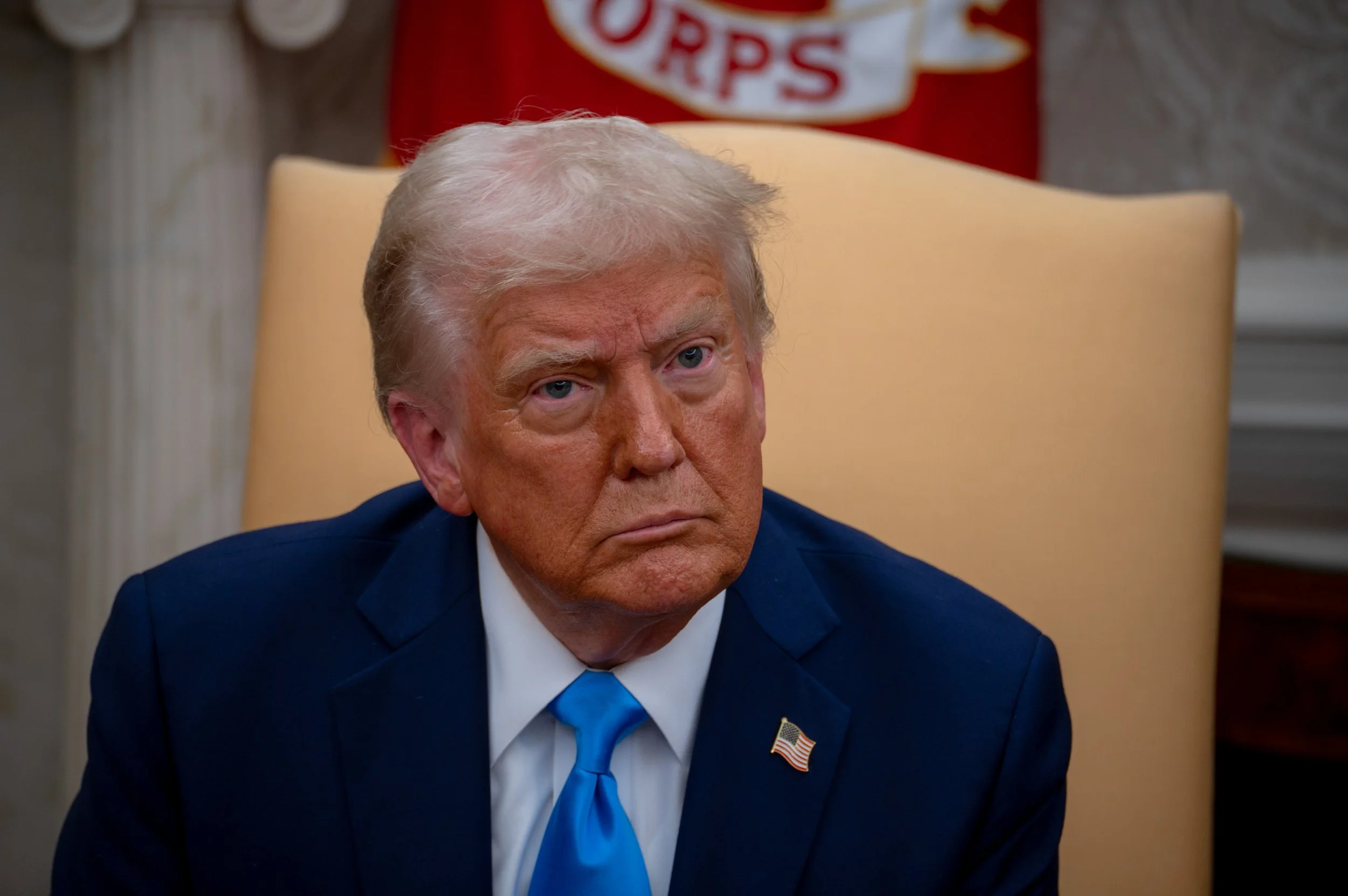 WASHINGTON, DC - FEBRUARY 4: President Donald Trump at the Oval Office on February 4, 2025 in Washington, DC.