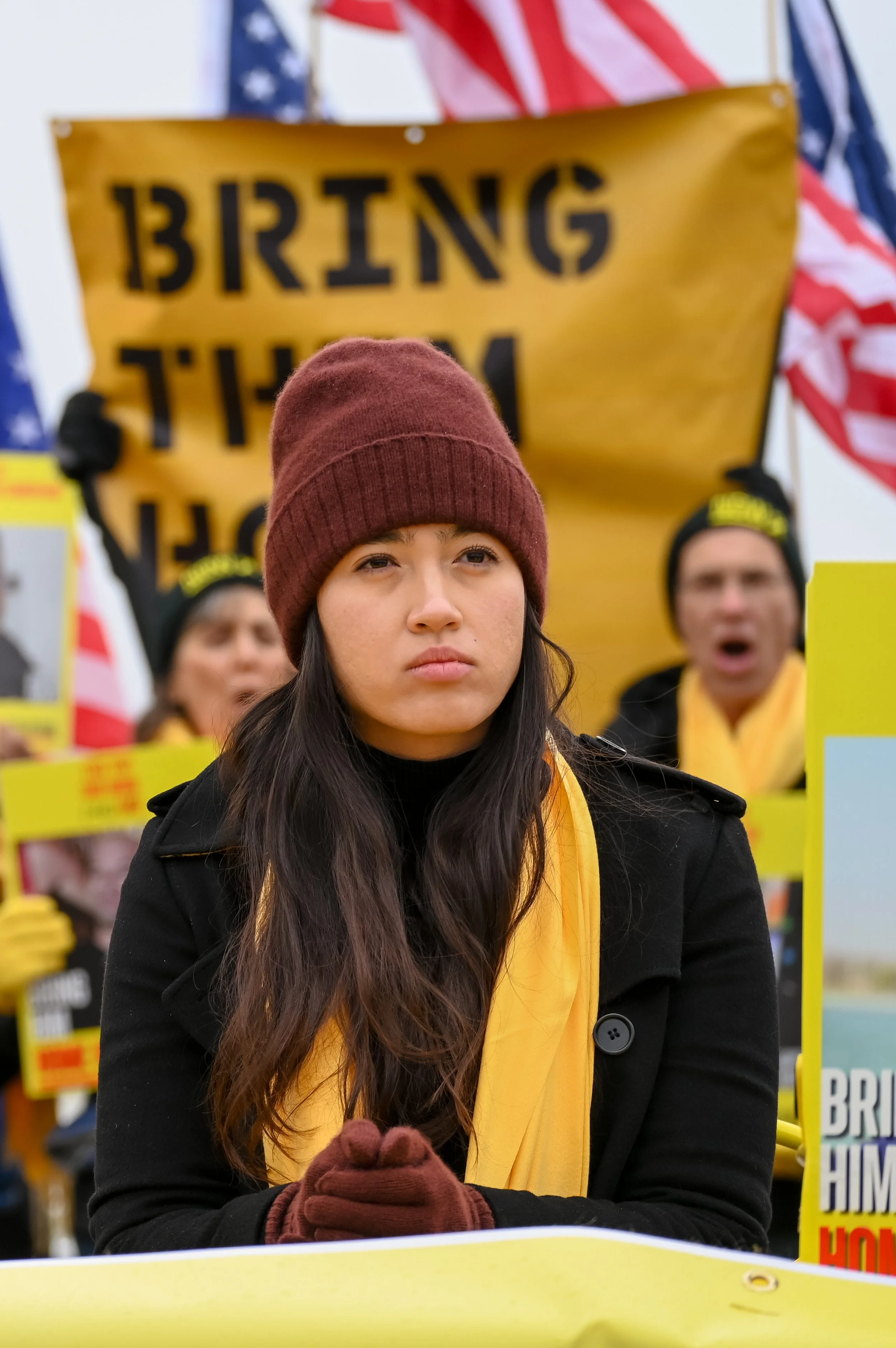 WASHINGTON, DC - JANUARY 19: Released hostage Noa Argamani at a vigil for the hostages in Washington, D.C., a day before President Trump's inauguration on January 19, 2025.