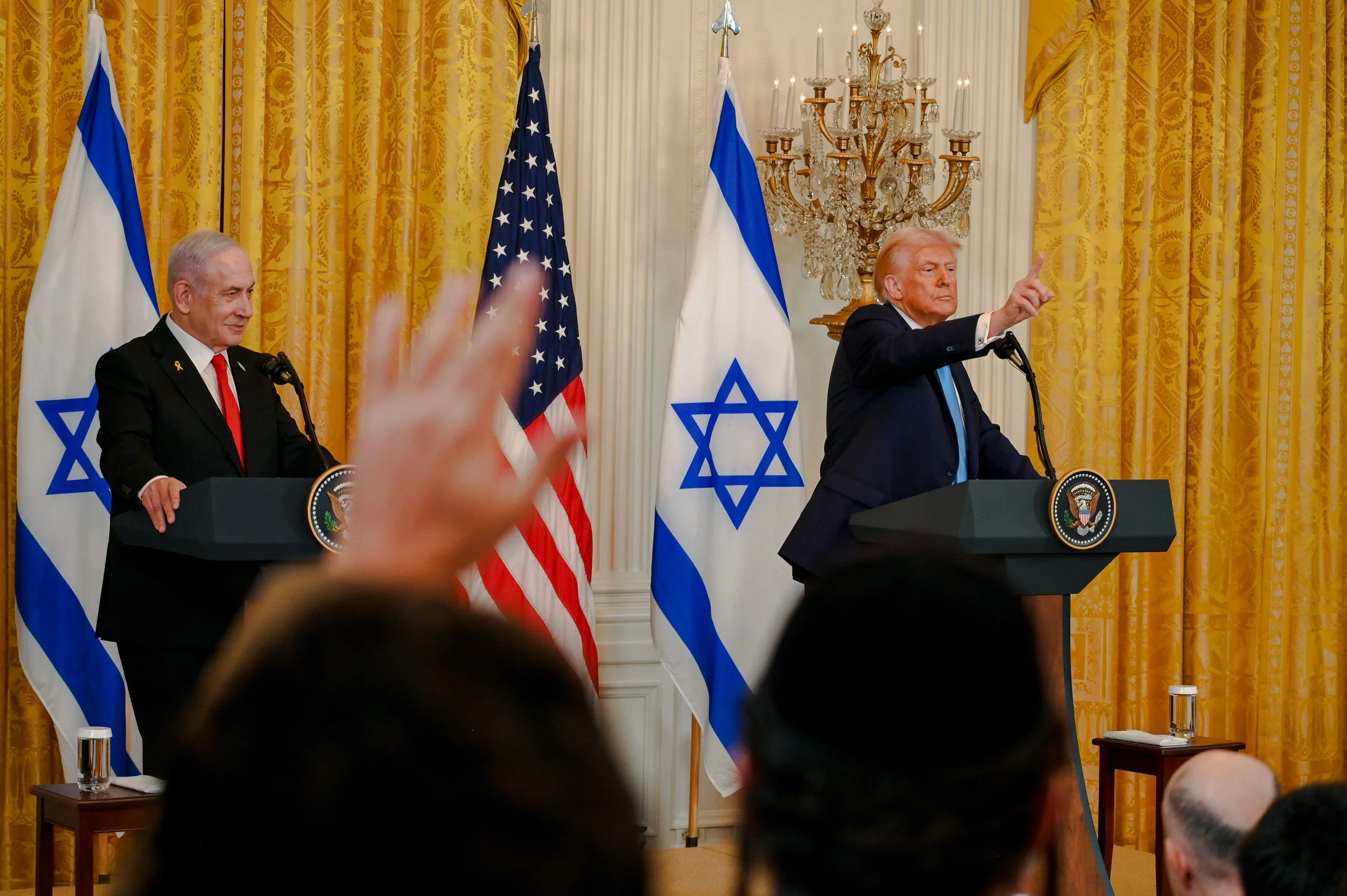 President Trump and Prime Minister Netanyahu in the White House East Wing, answering media questions (Feb 4, 2025)