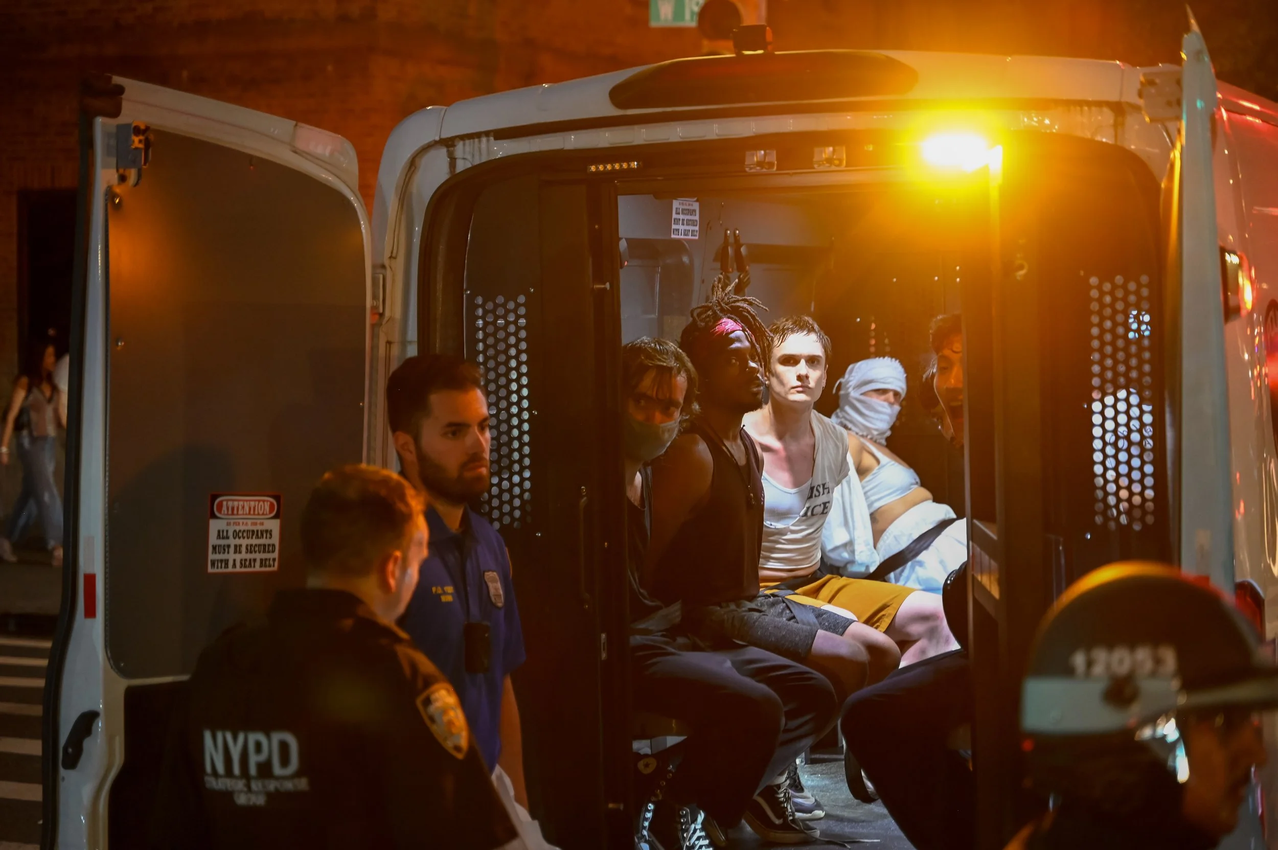 NEW YORK, NY - JULY 4: Police arrest pro-Palestinian protesters in New York City on July 4, 2024.