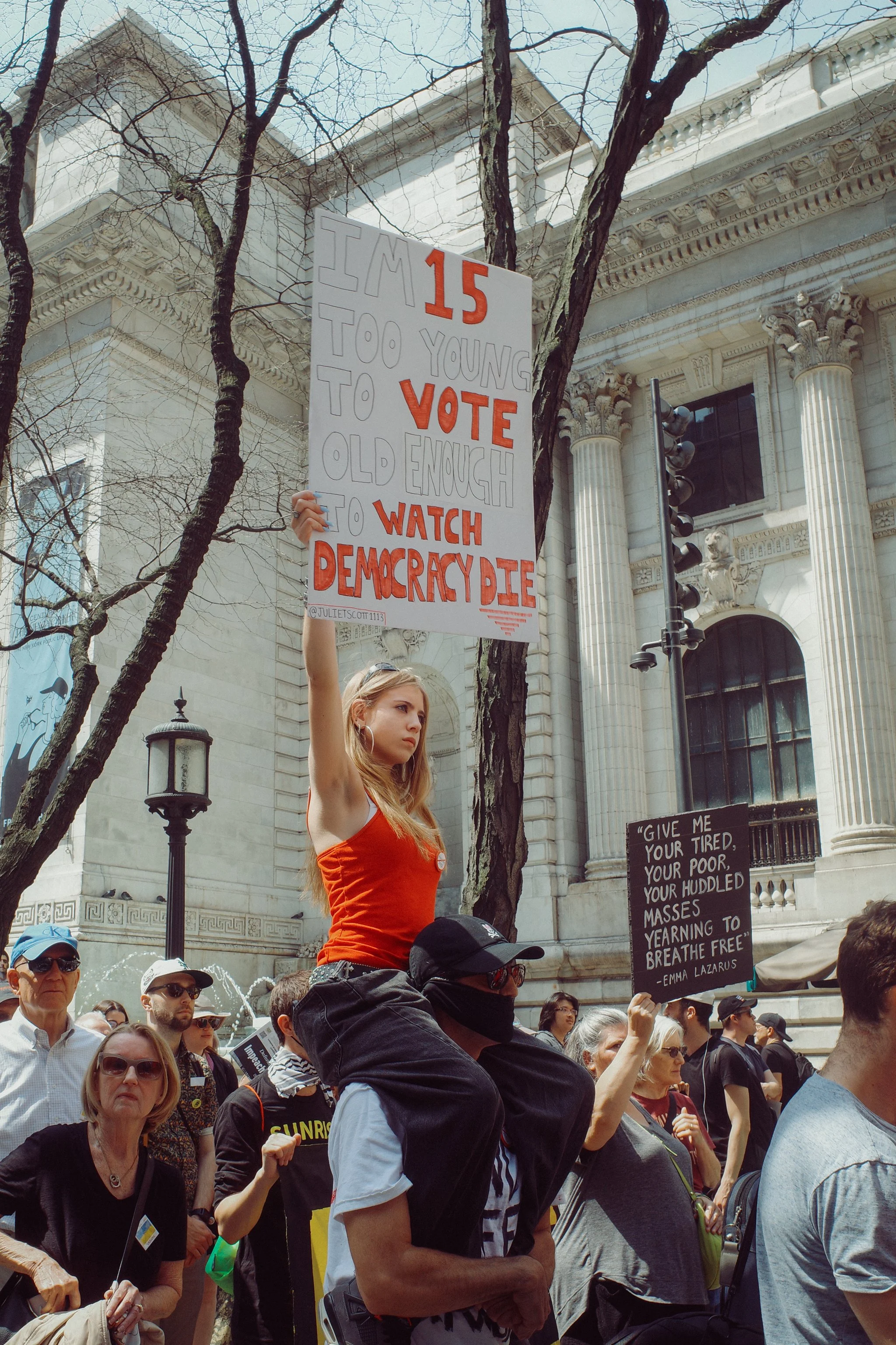 Protest against trump and elon musk's administration in New York