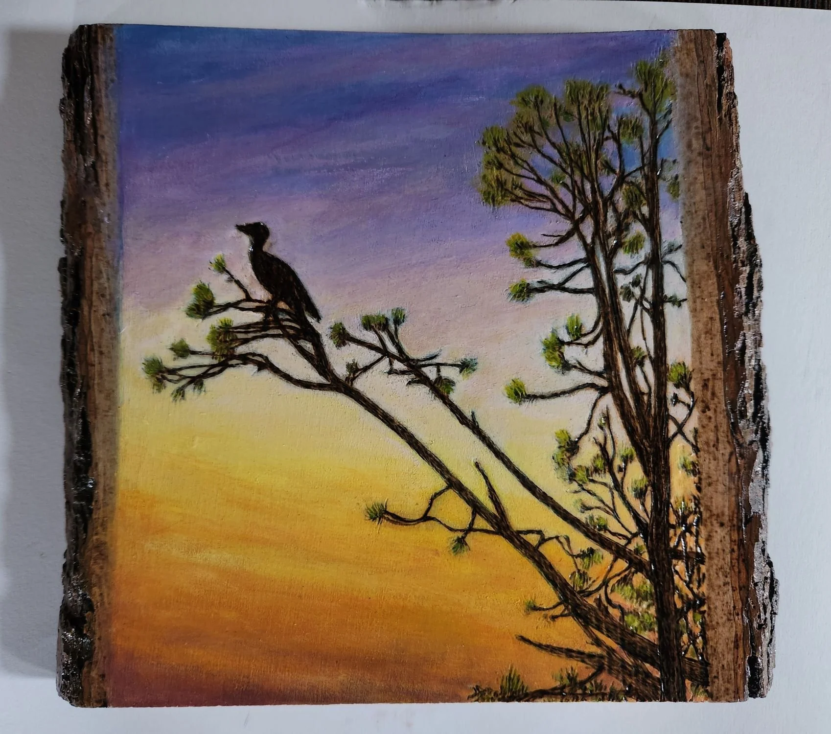 Heron Over Crystal Lake
8"x9" w/ bark edges on sides
$75.00