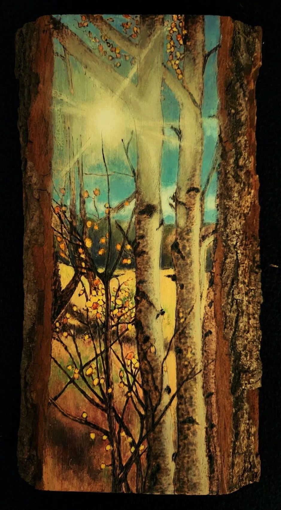 Mid-Autumn
6"x11" w/ bark edges on sides
$75.00